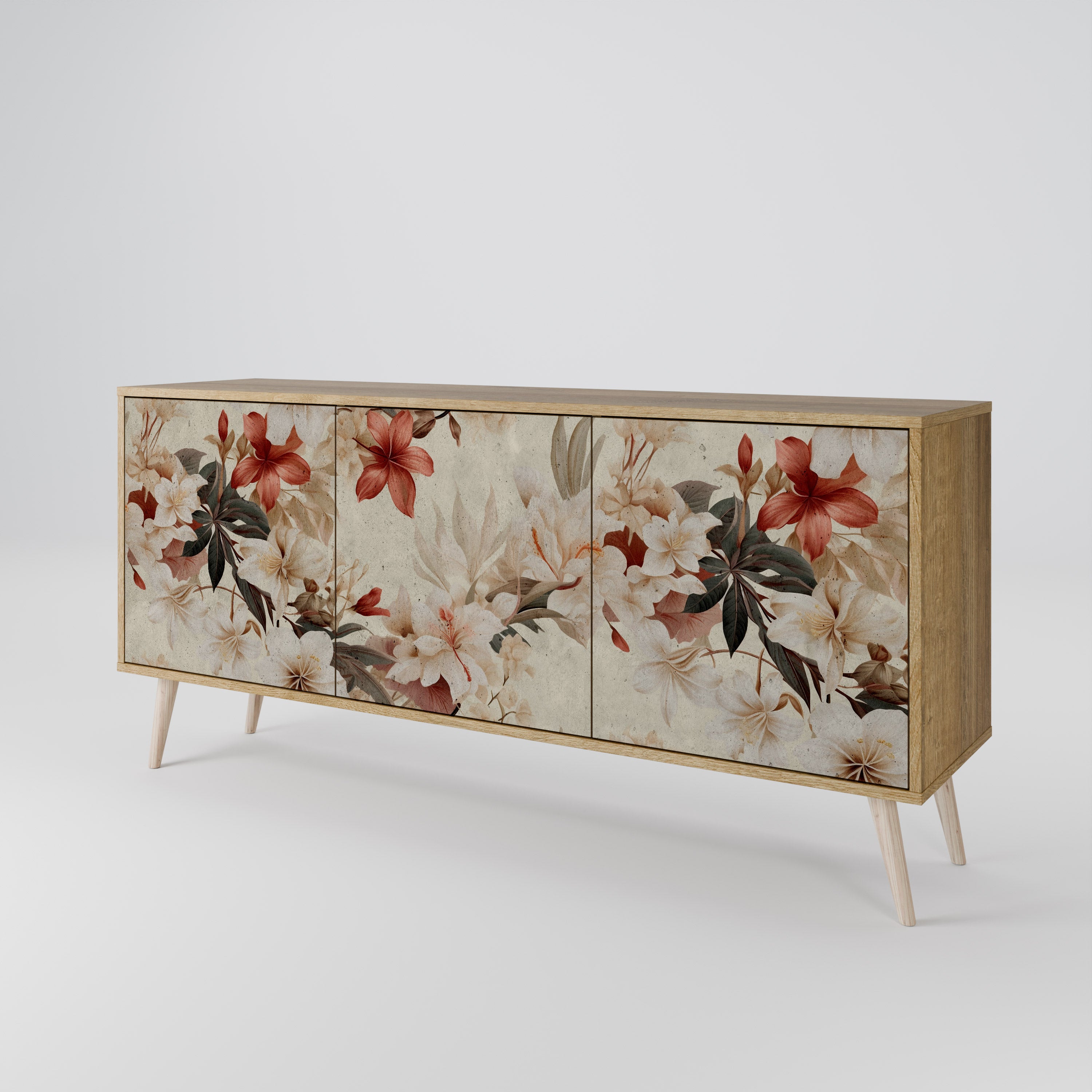 PETAL HARMONY 3-Door Sideboard in Oak Effect