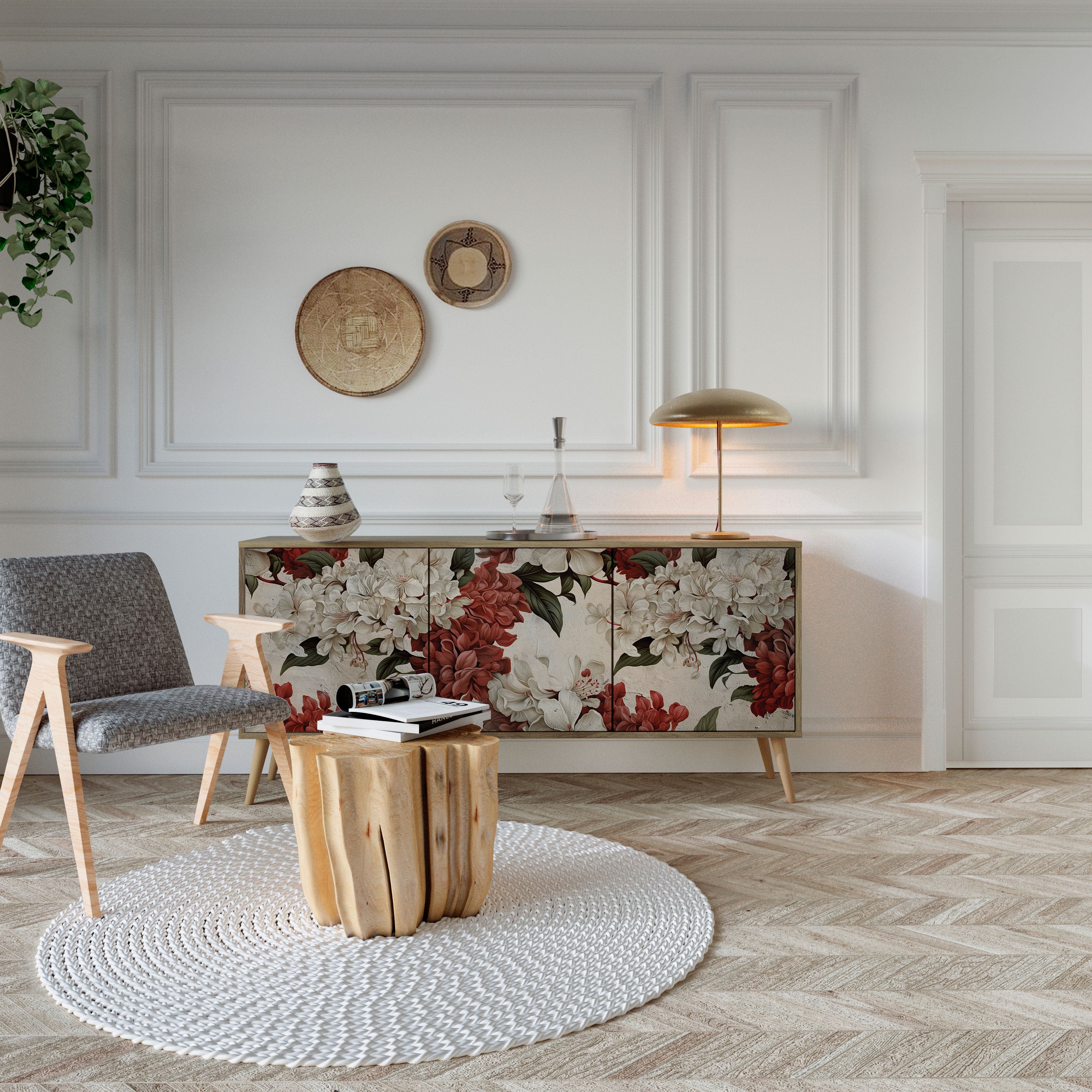 EPHEMERAL DAYS 3-Door Sideboard in Oak Effect