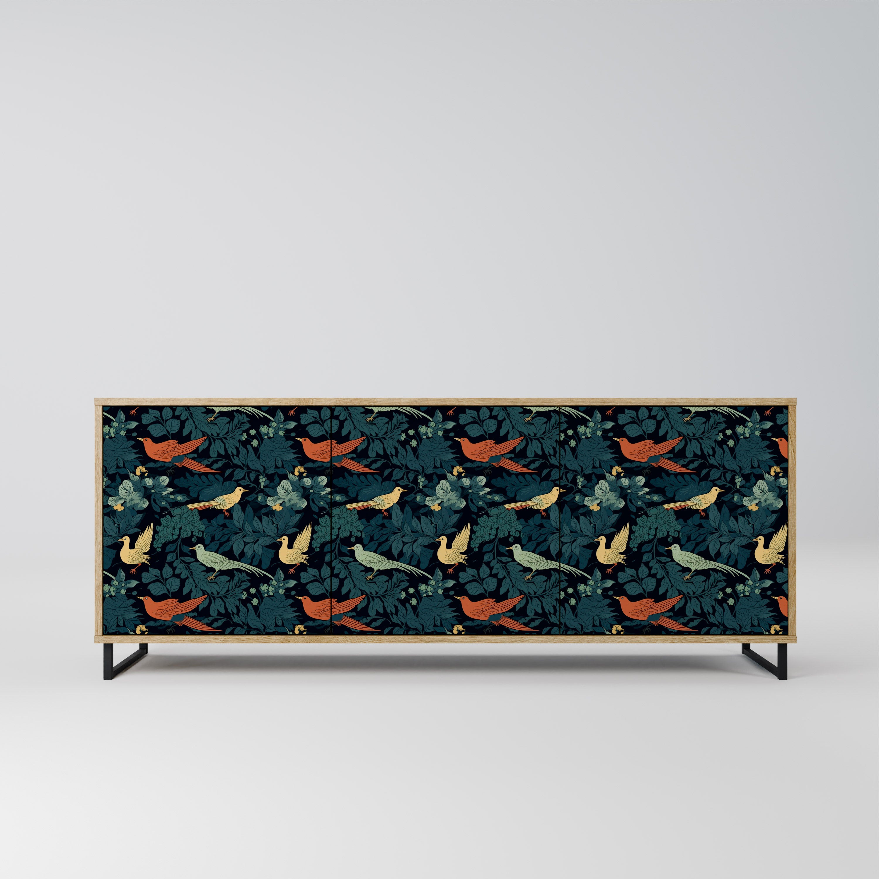 FOWL ORNAMENT 3-Door Sideboard in Oak Effect