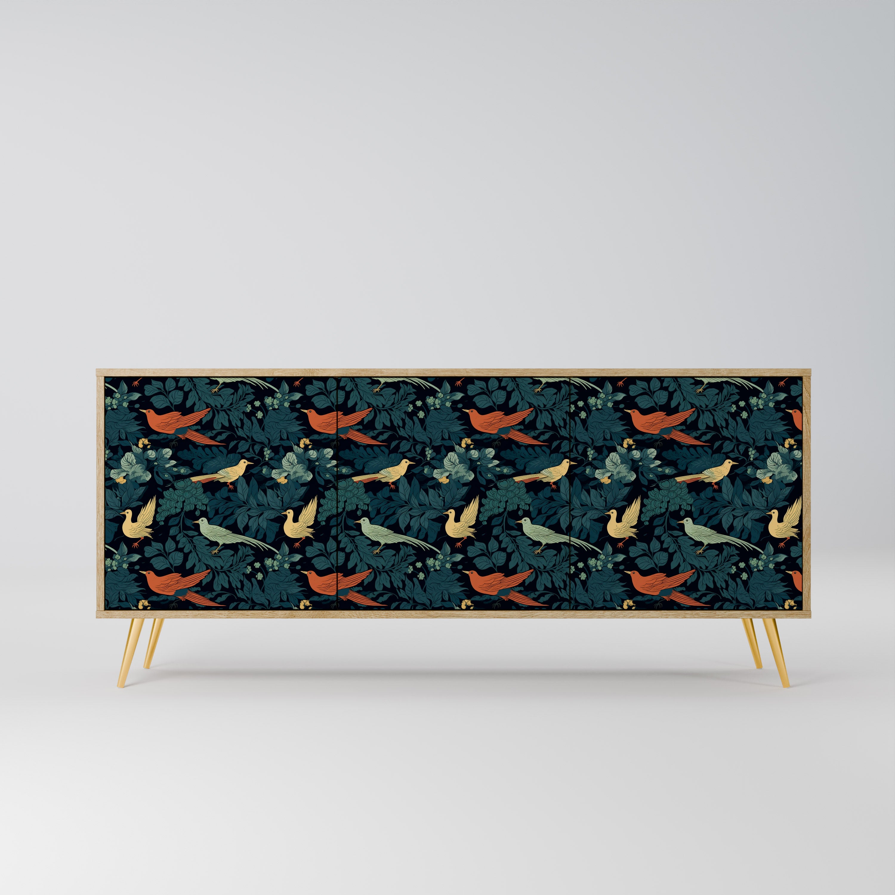 FOWL ORNAMENT 3-Door Sideboard in Oak Effect
