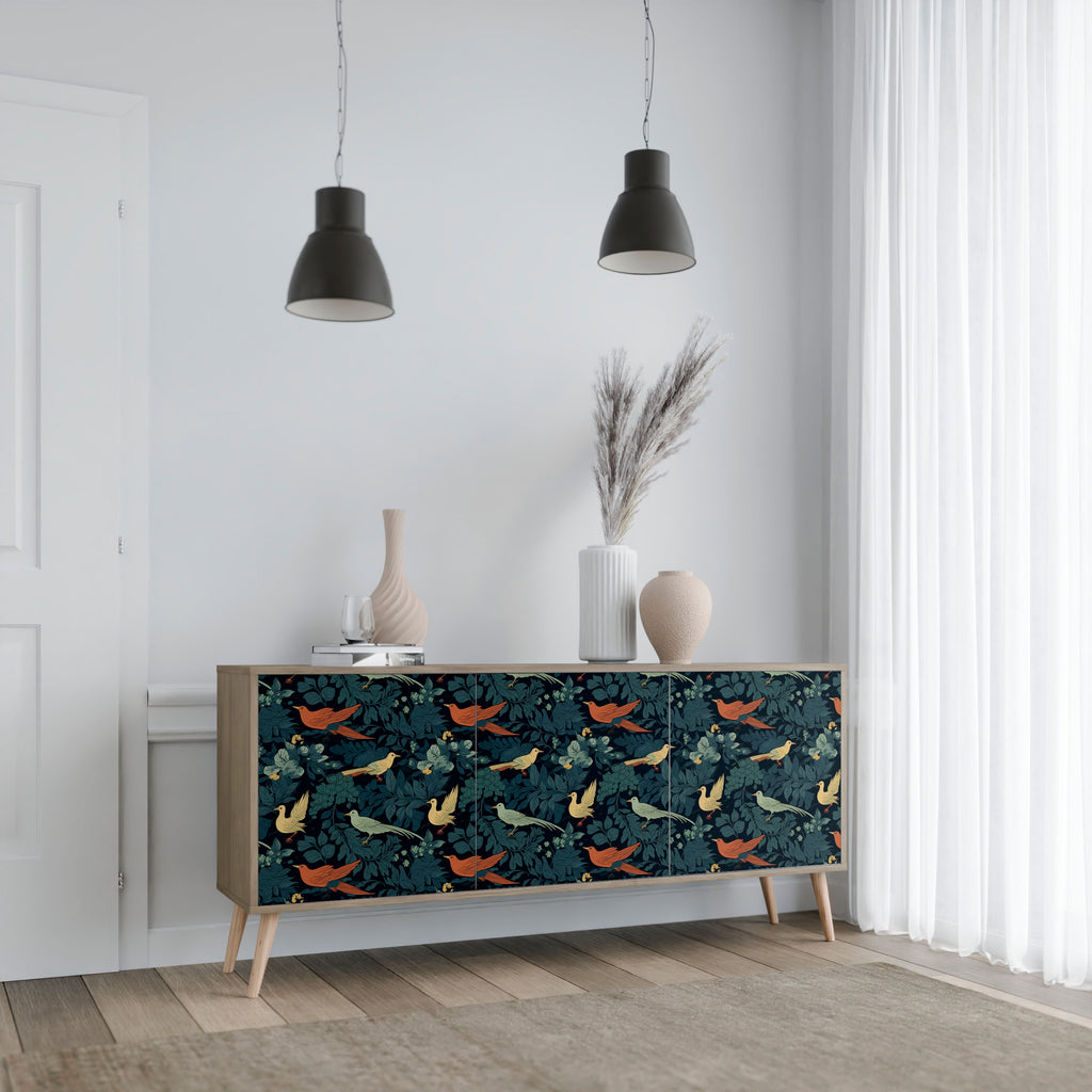 FOWL ORNAMENT 3-Door Sideboard in Oak Effect