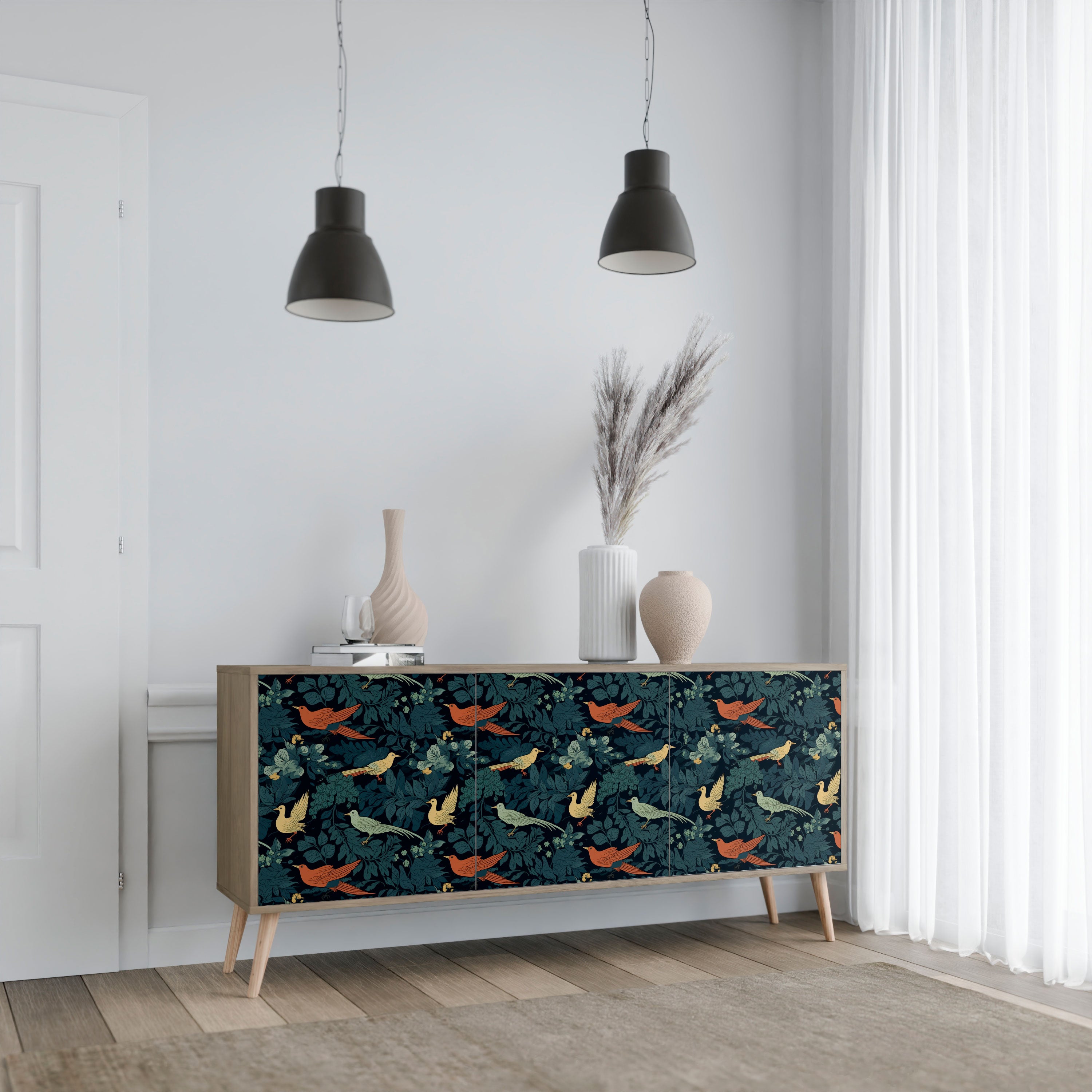 FOWL ORNAMENT 3-Door Sideboard in Oak Effect