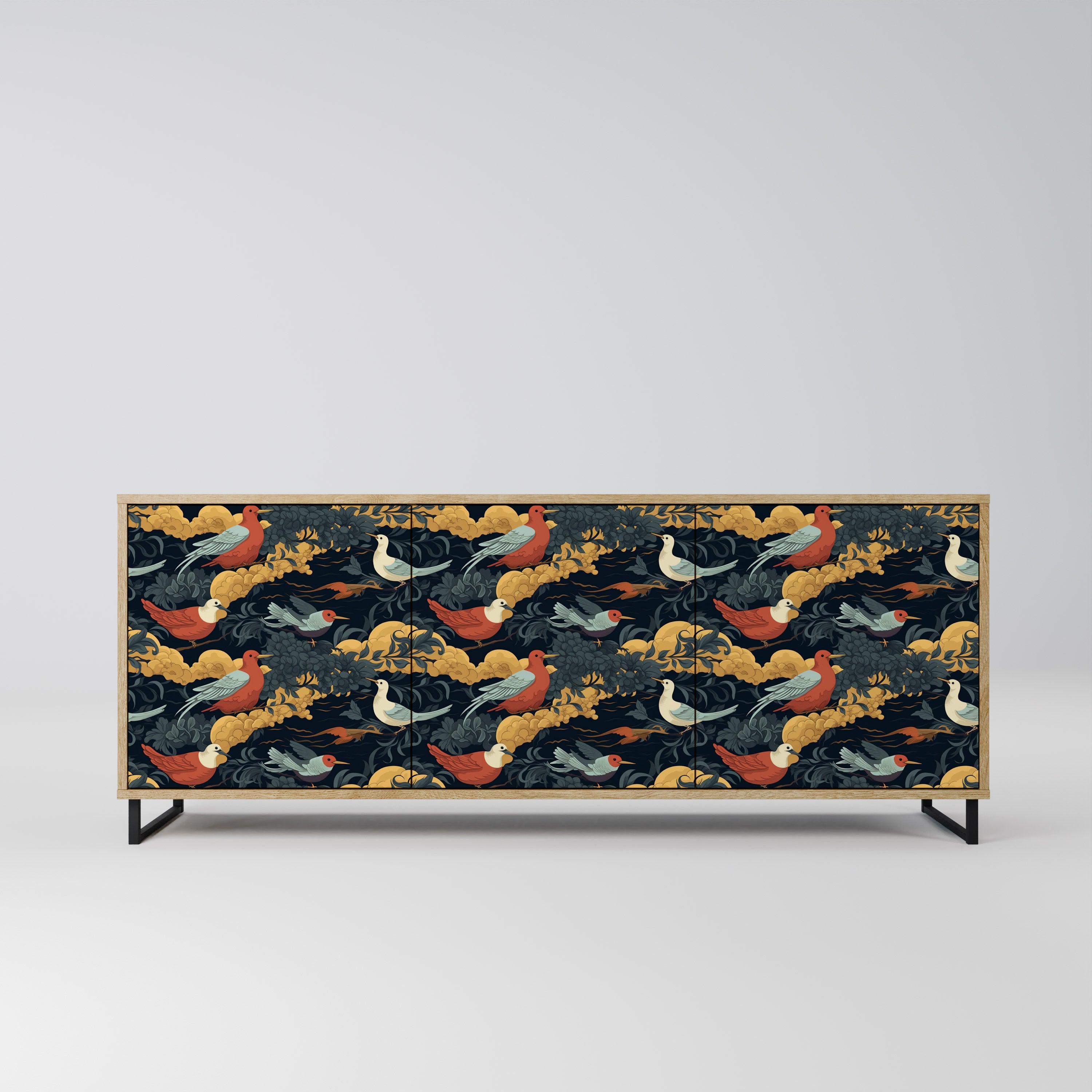 FOWLY DAZE 3-Door Sideboard in Oak Effect