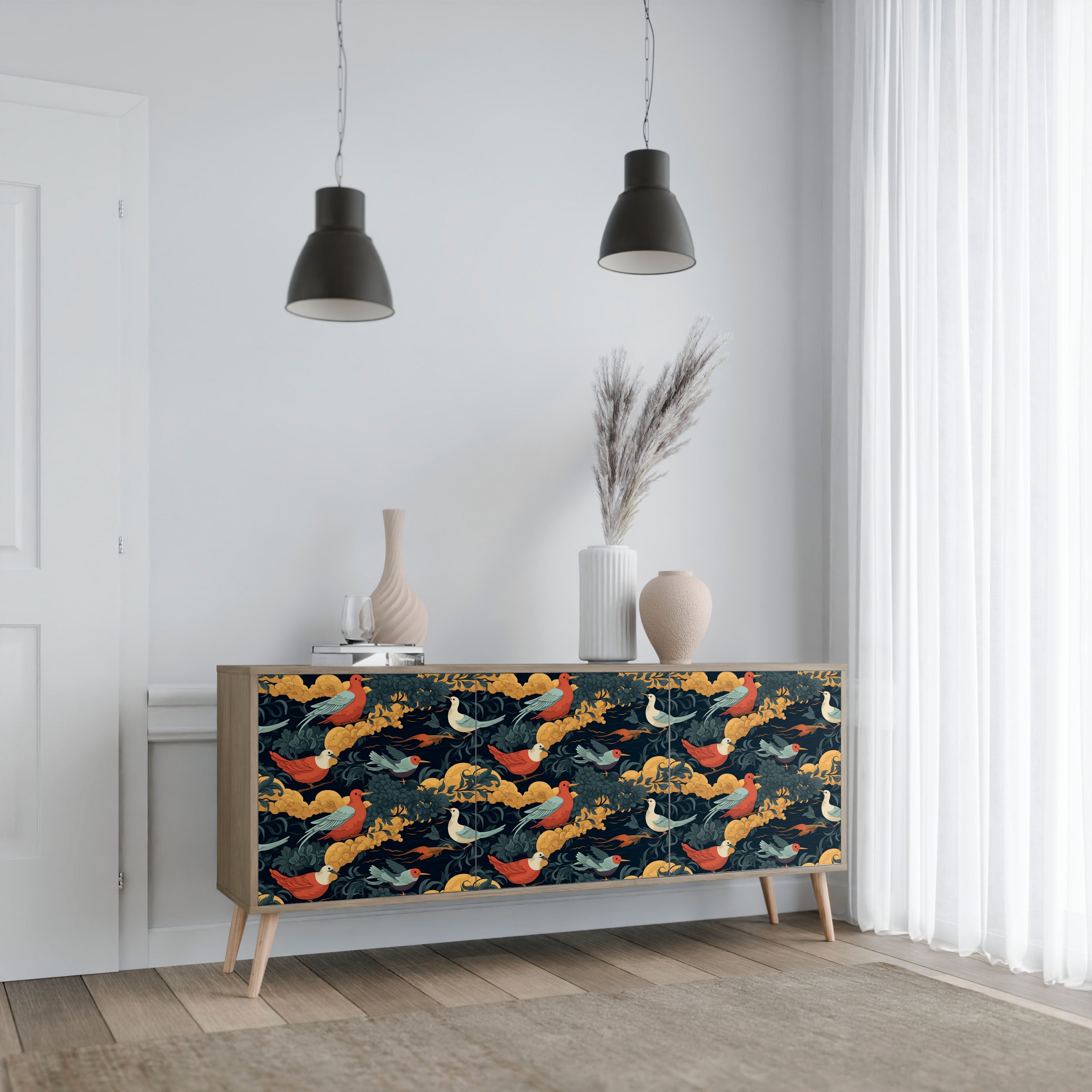 FOWLY DAZE 3-Door Sideboard in Oak Effect