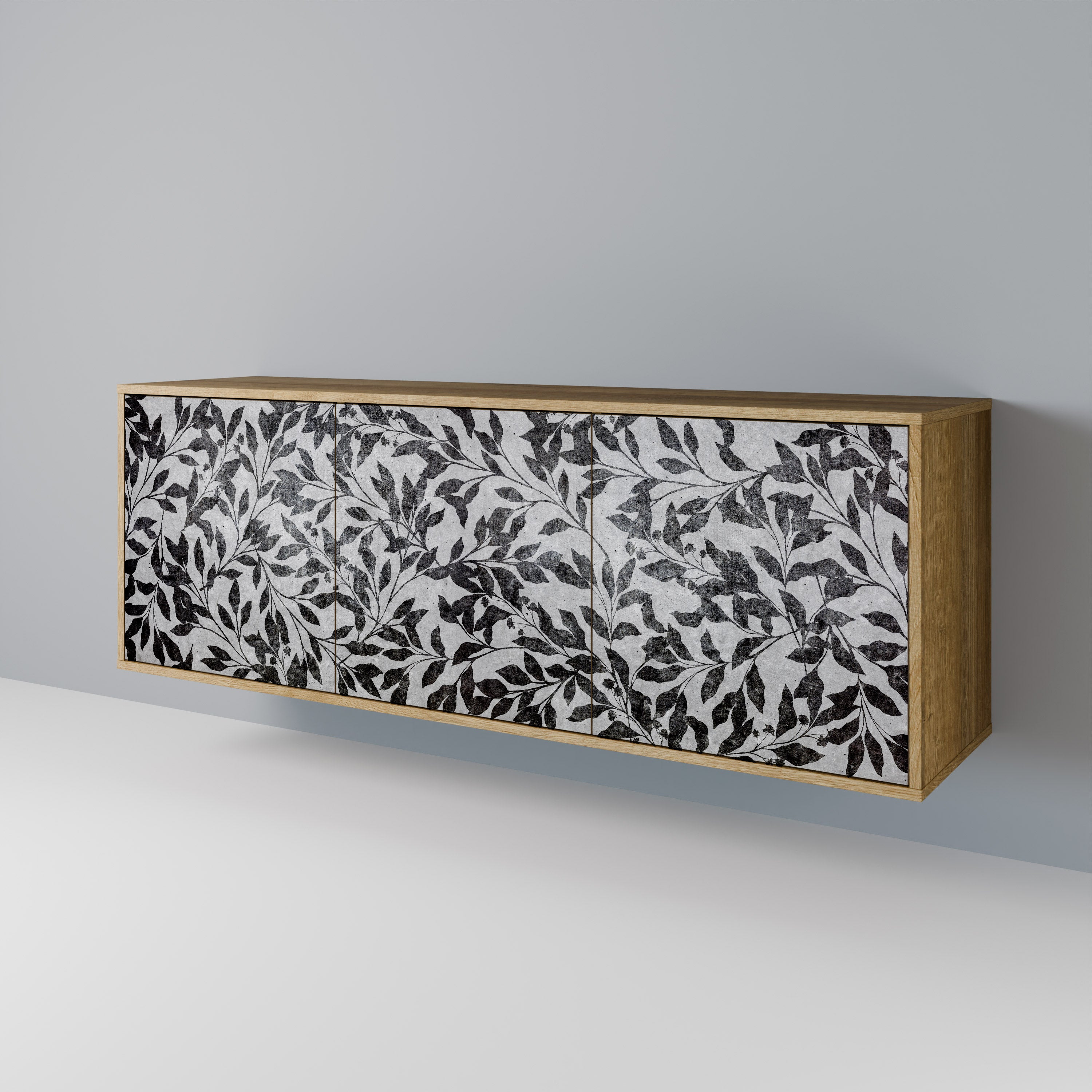 CHARCOAL SPROUT 3-Door Sideboard in Oak Effect