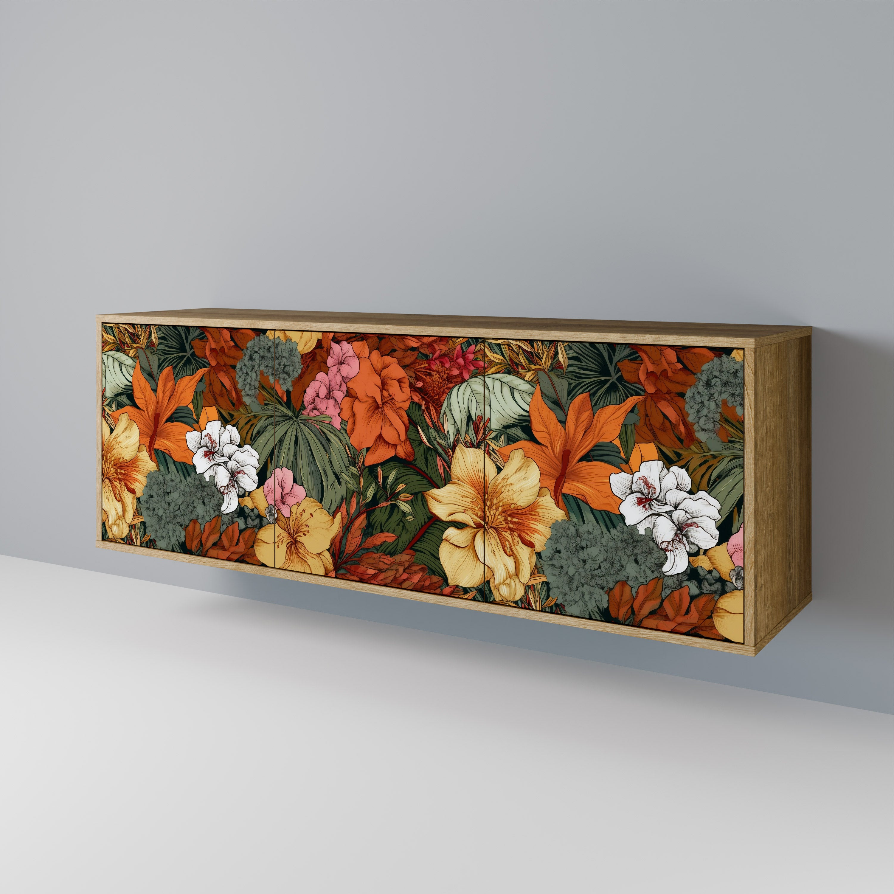 RADIANT FLORA 3-Door Sideboard in Oak Effect