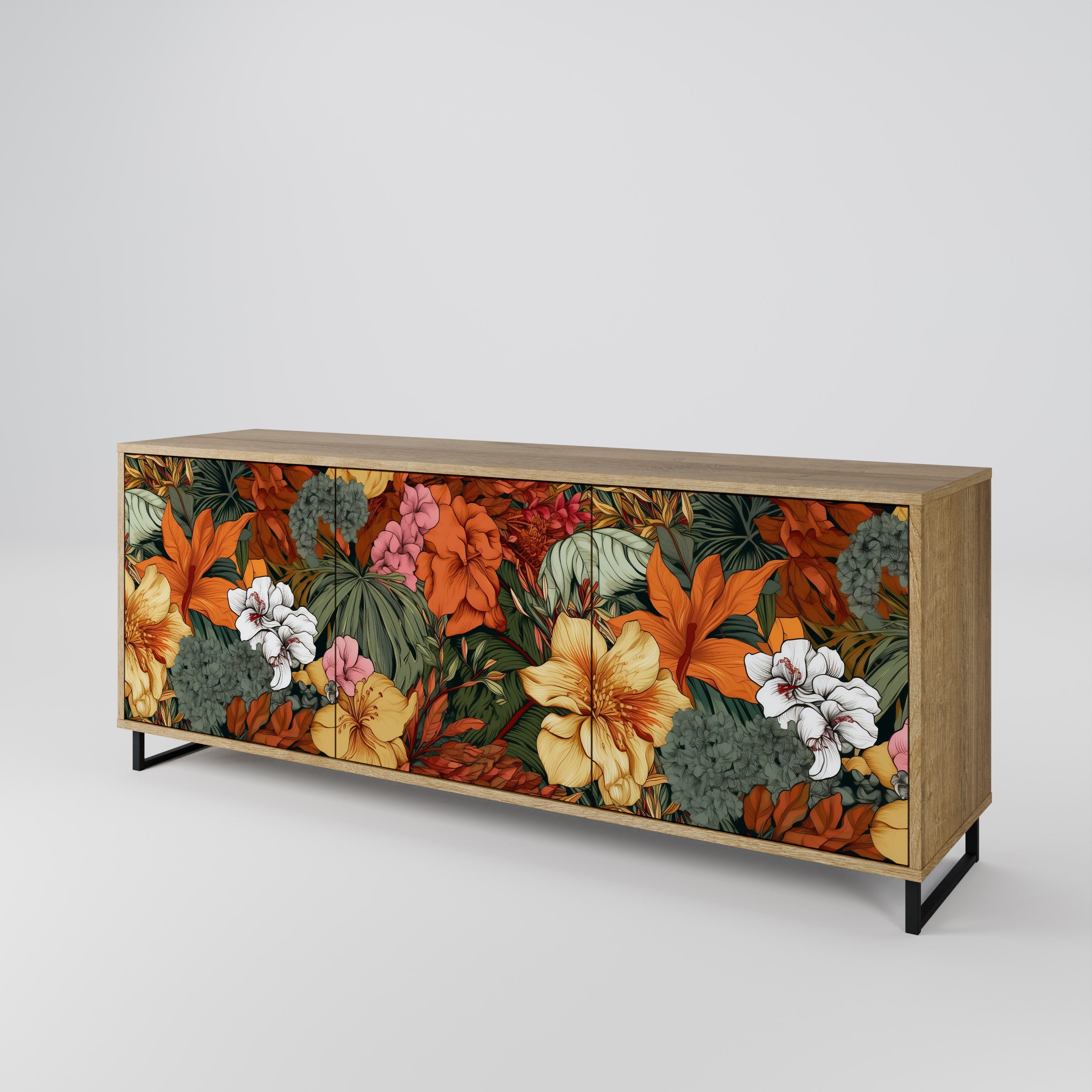 RADIANT FLORA 3-Door Sideboard in Oak Effect
