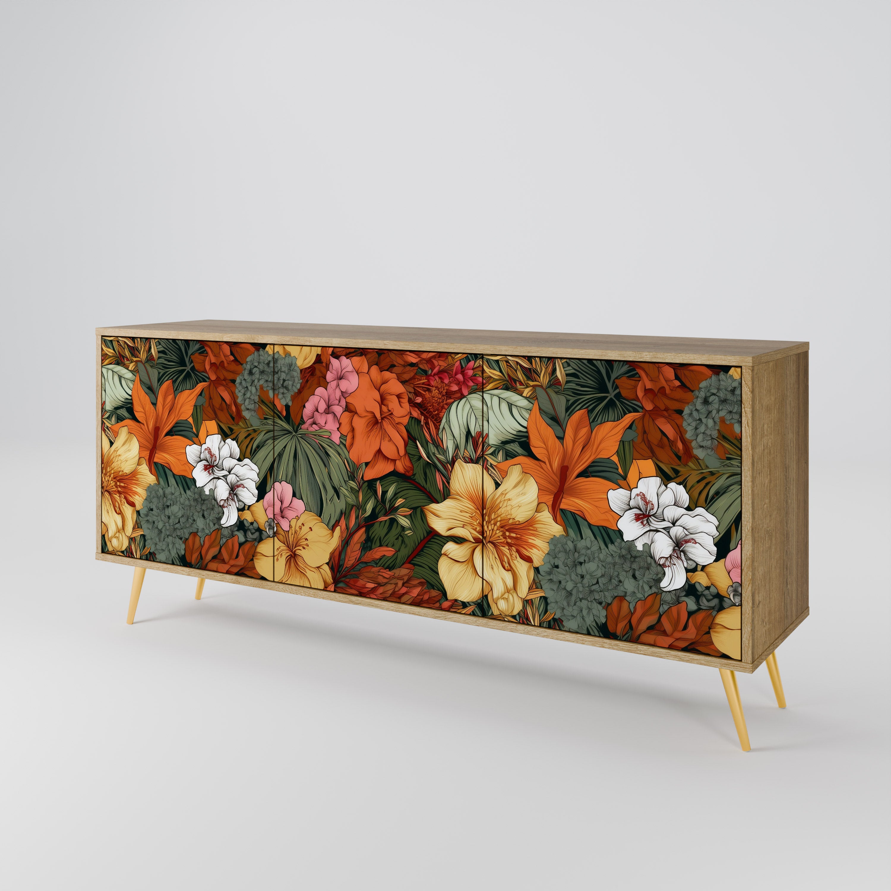 RADIANT FLORA 3-Door Sideboard in Oak Effect