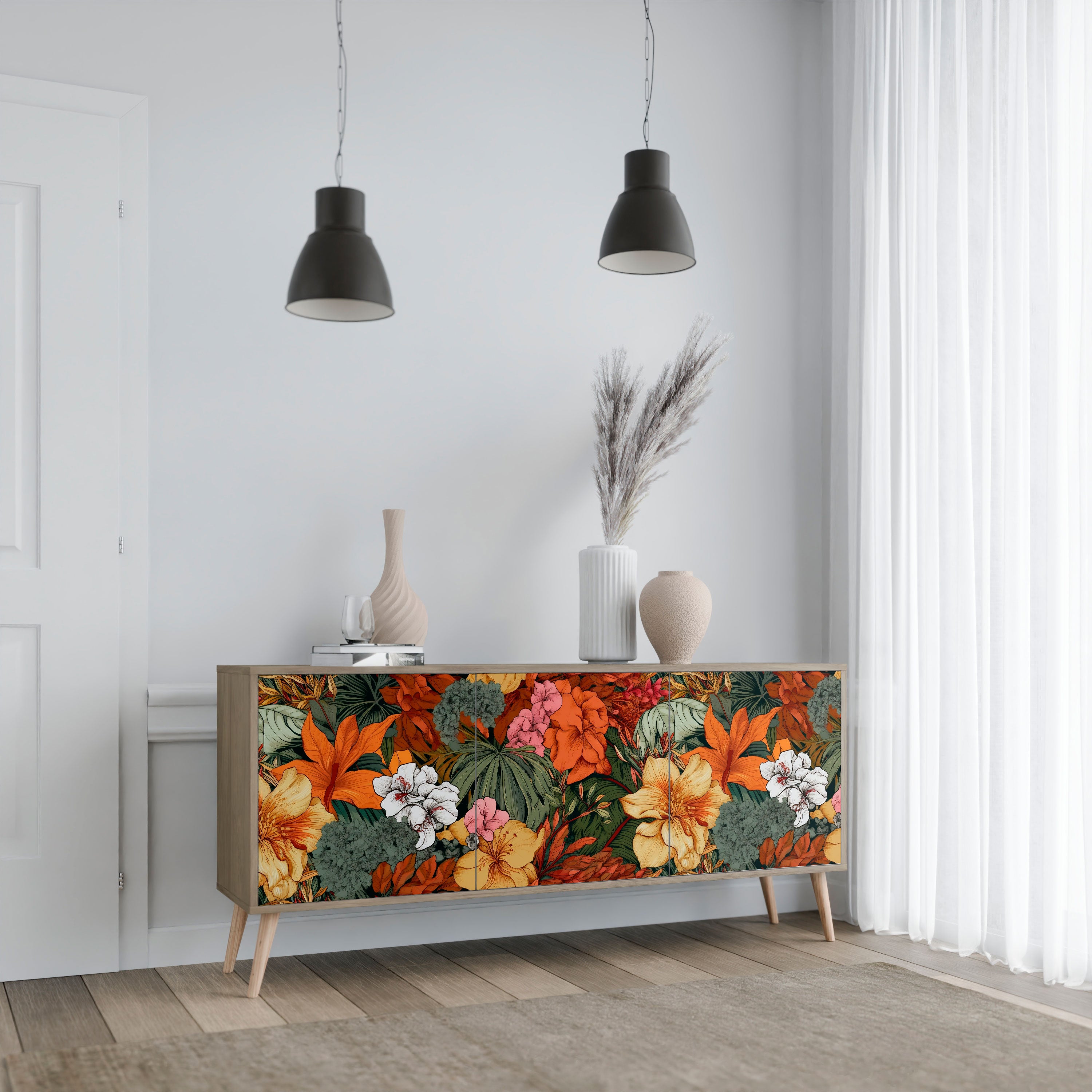 RADIANT FLORA 3-Door Sideboard in Oak Effect