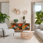 RADIANT FLORA Aparador de 3 Puertas en Efecto Roble