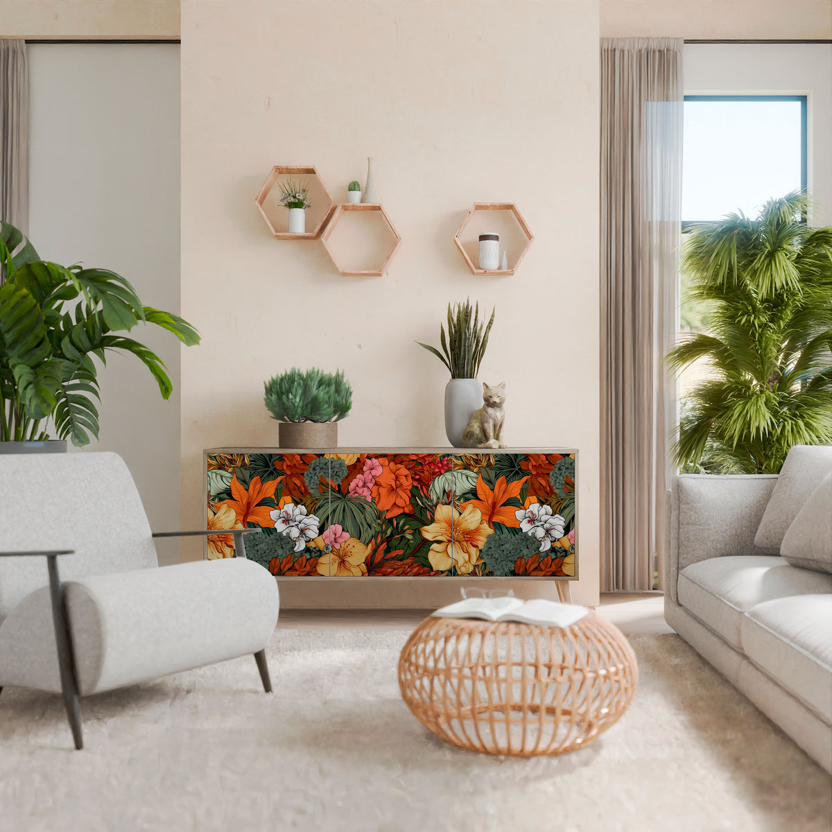 RADIANT FLORA Aparador de 3 Puertas