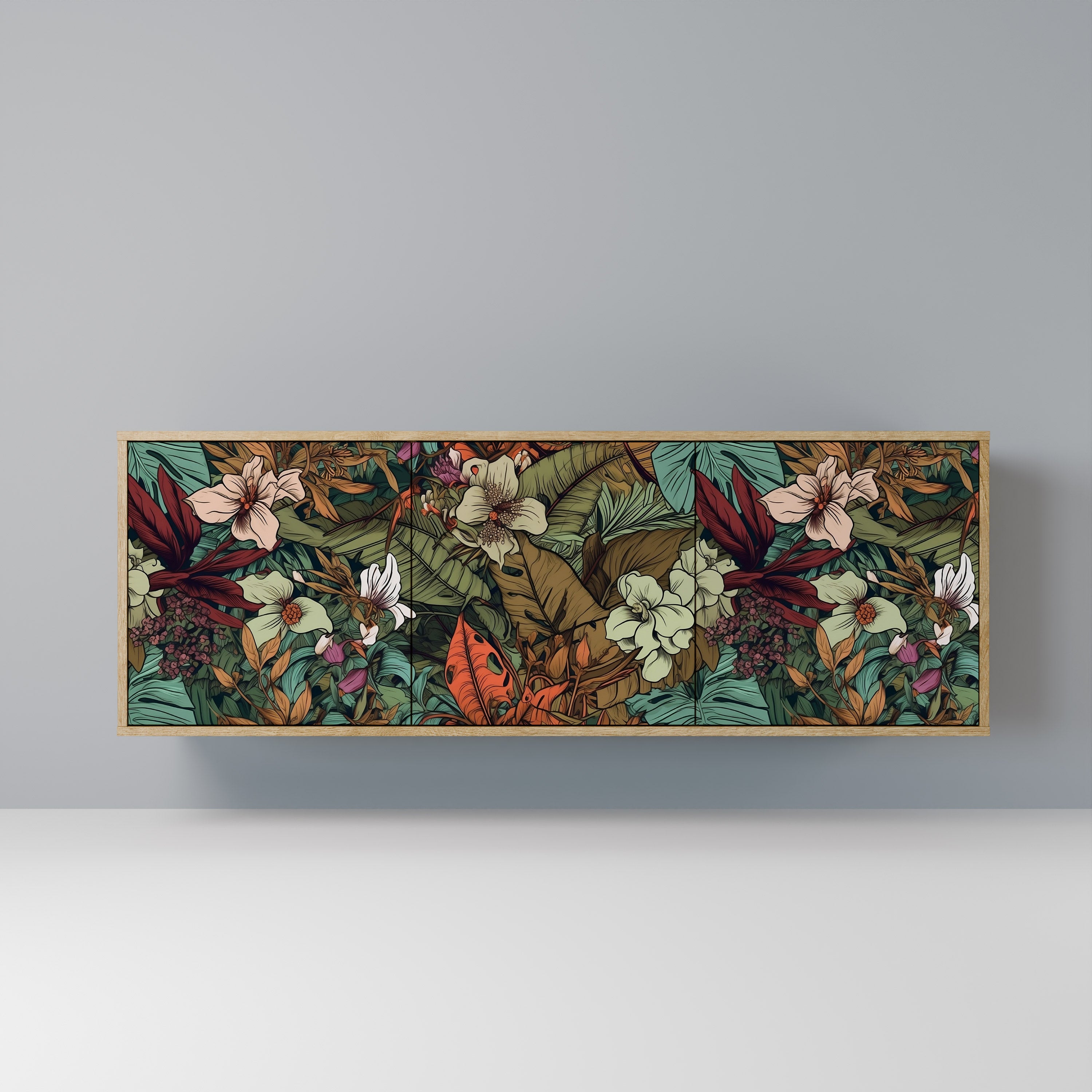 BOTANICAL EMERGENCE 3-Door Sideboard in Oak Effect