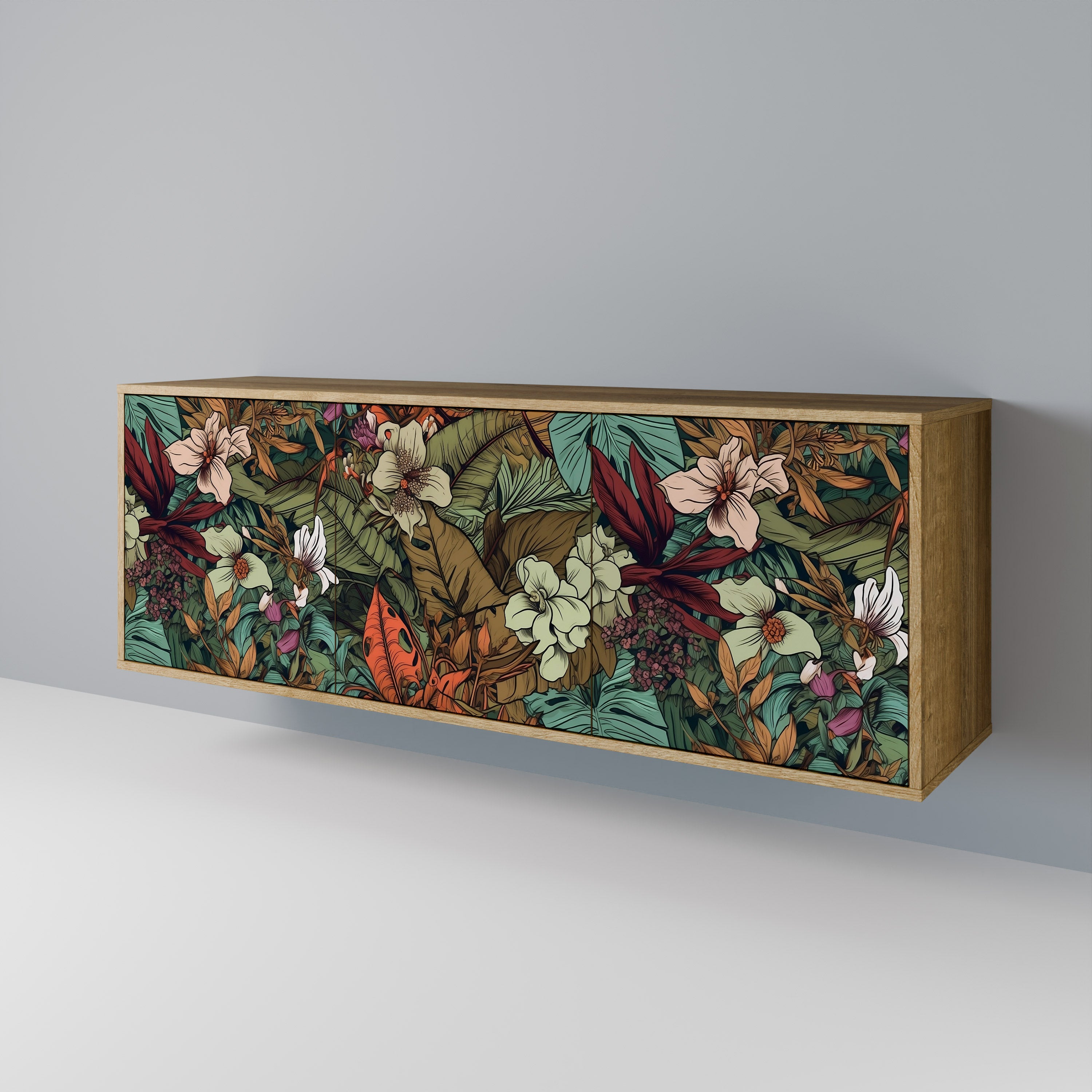 BOTANICAL EMERGENCE 3-Door Sideboard in Oak Effect