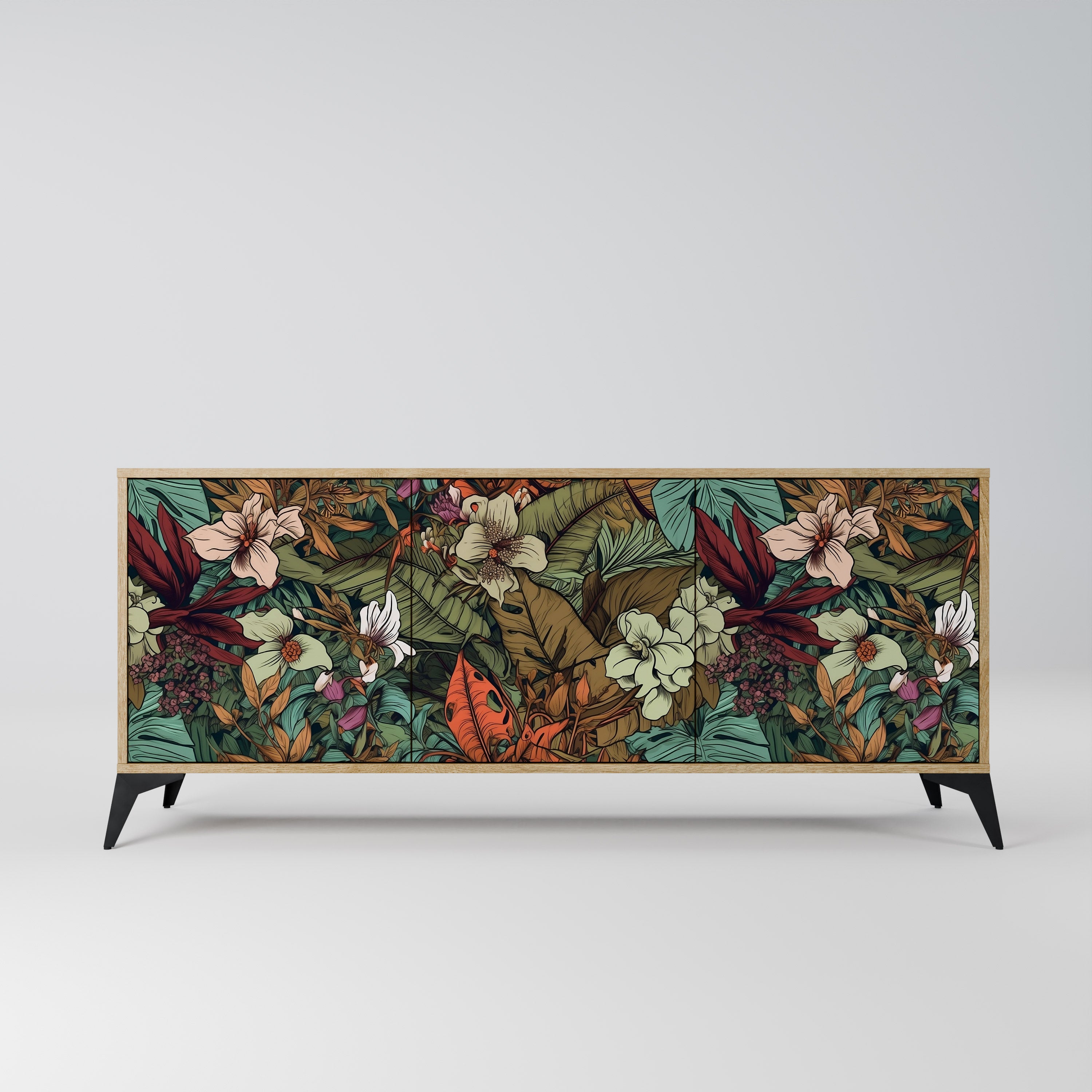BOTANICAL EMERGENCE 3-Door Sideboard in Oak Effect