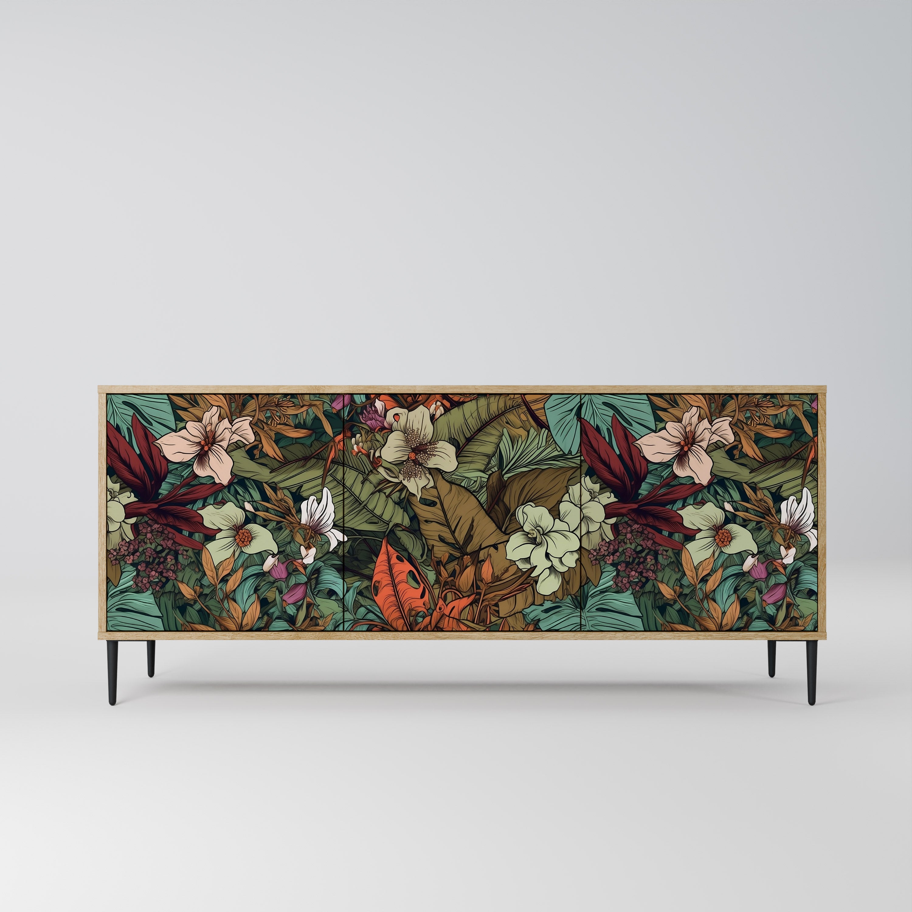 BOTANICAL EMERGENCE 3-Door Sideboard in Oak Effect