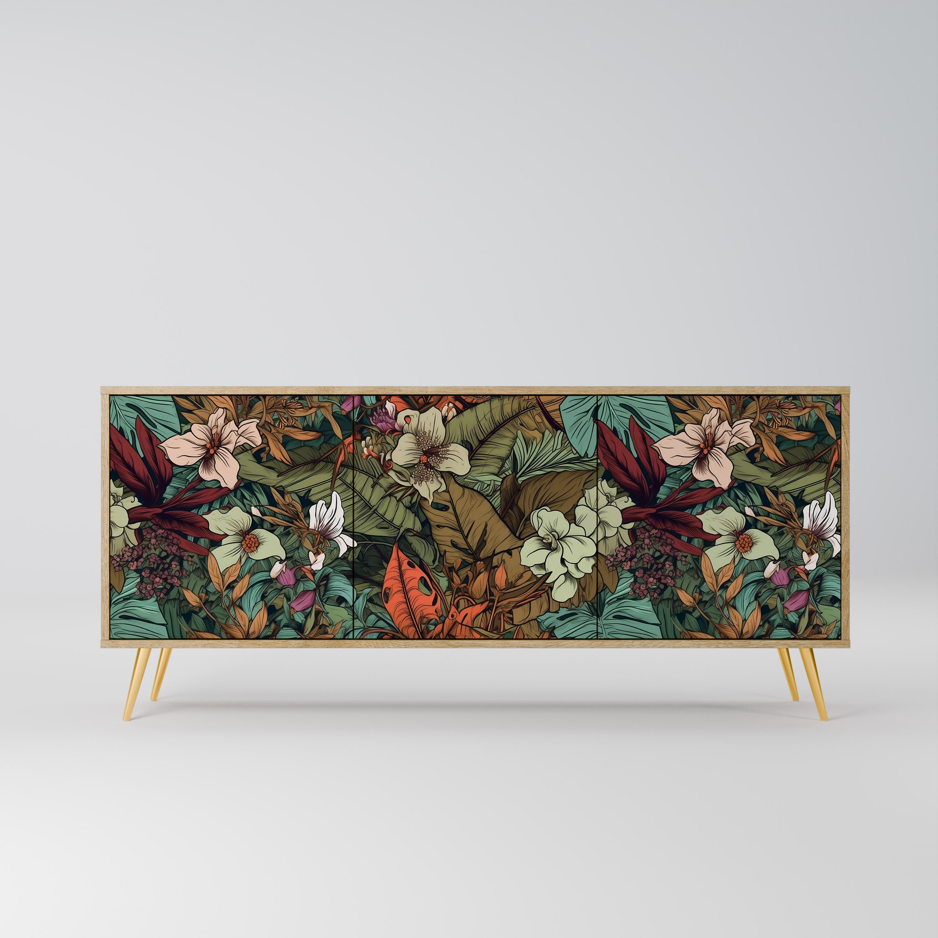 BOTANICAL EMERGENCE 3-Door Sideboard in Oak Effect