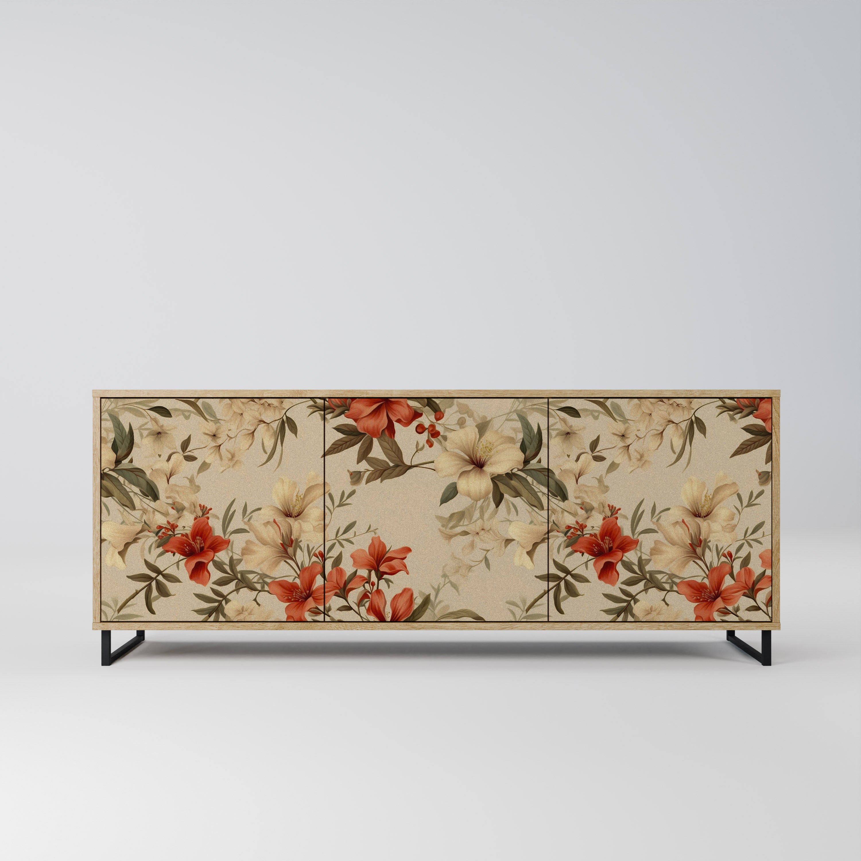 BLOOMING HARMONY 3-Door Sideboard in Oak Effect