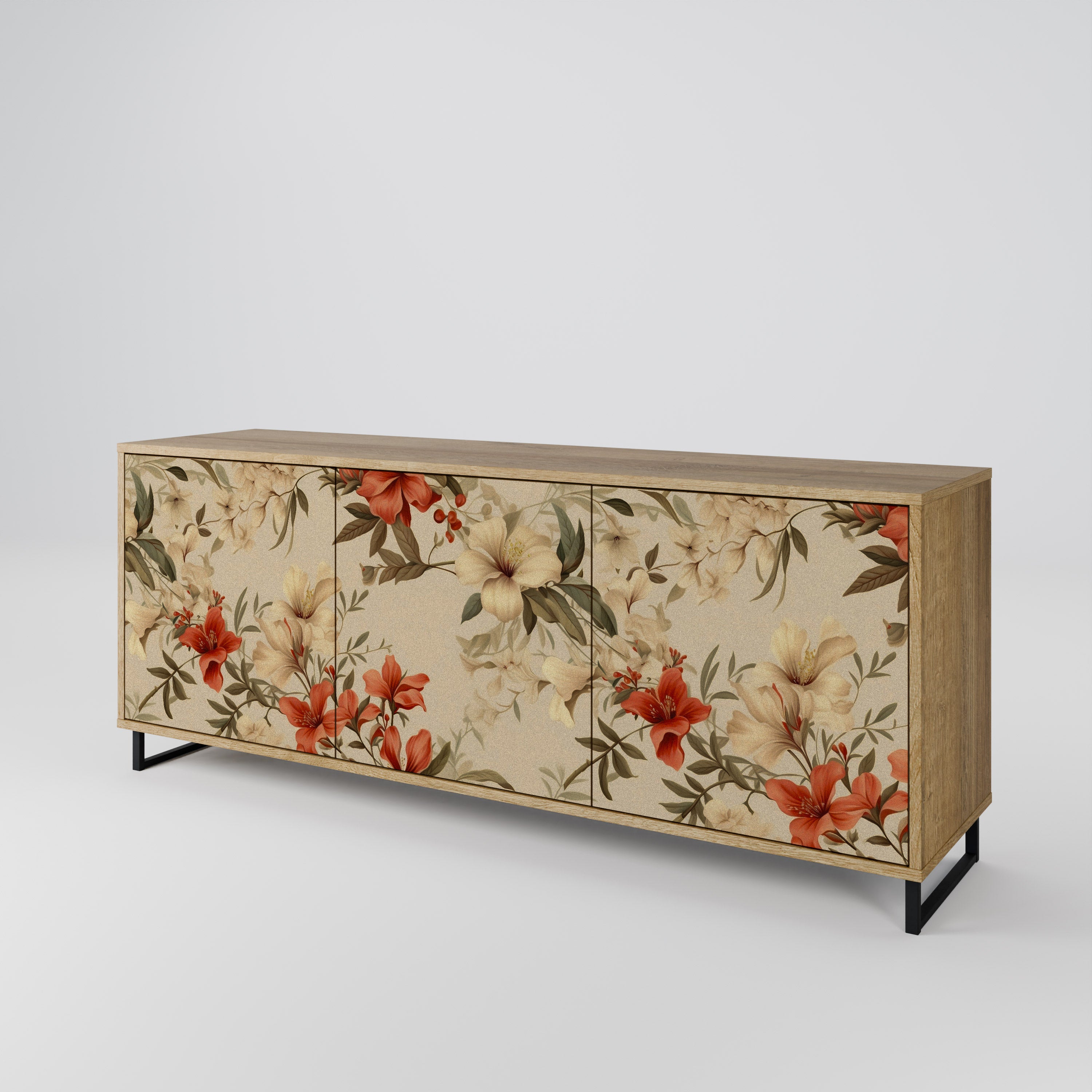 BLOOMING HARMONY 3-Door Sideboard in Oak Effect