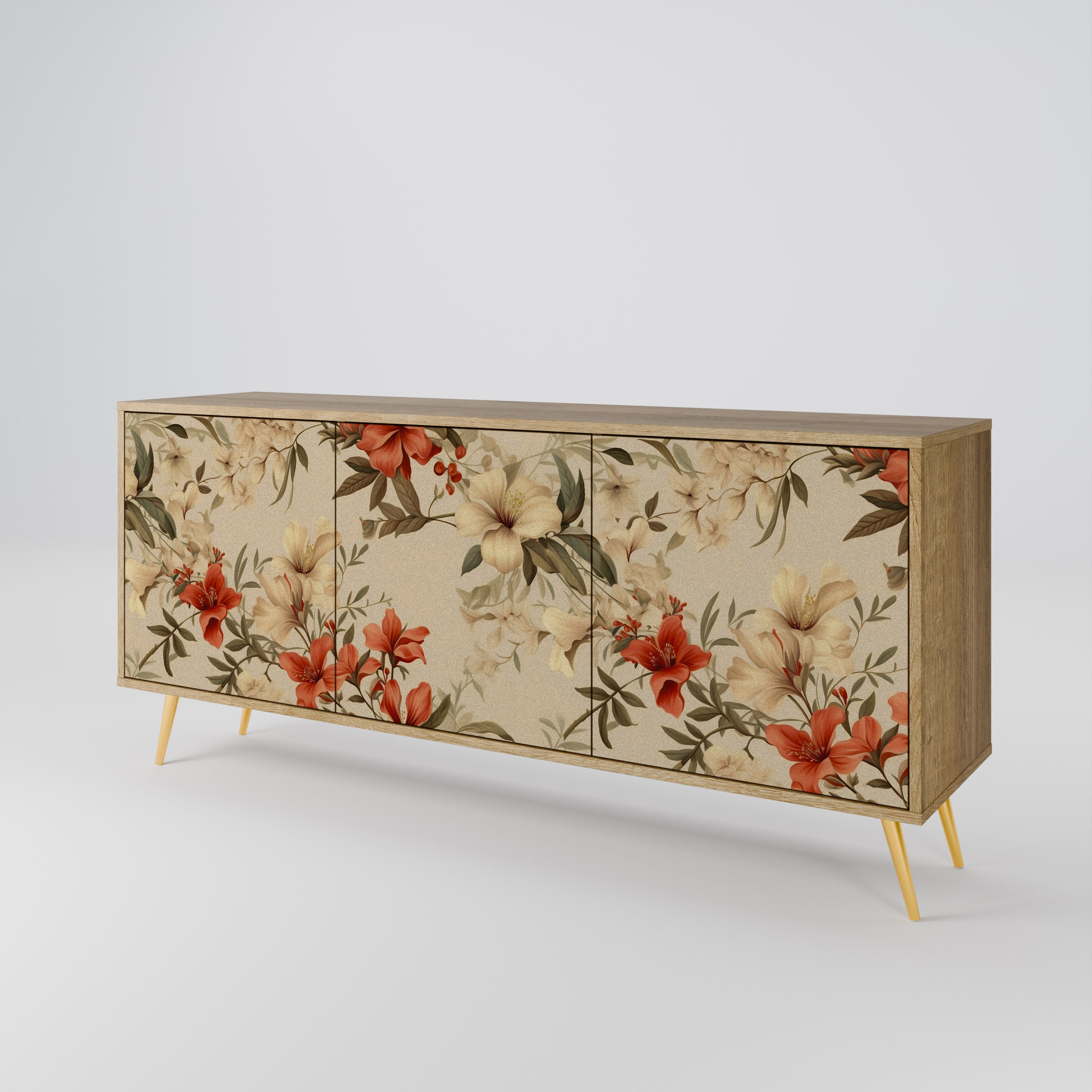 BLOOMING HARMONY 3-Door Sideboard in Oak Effect