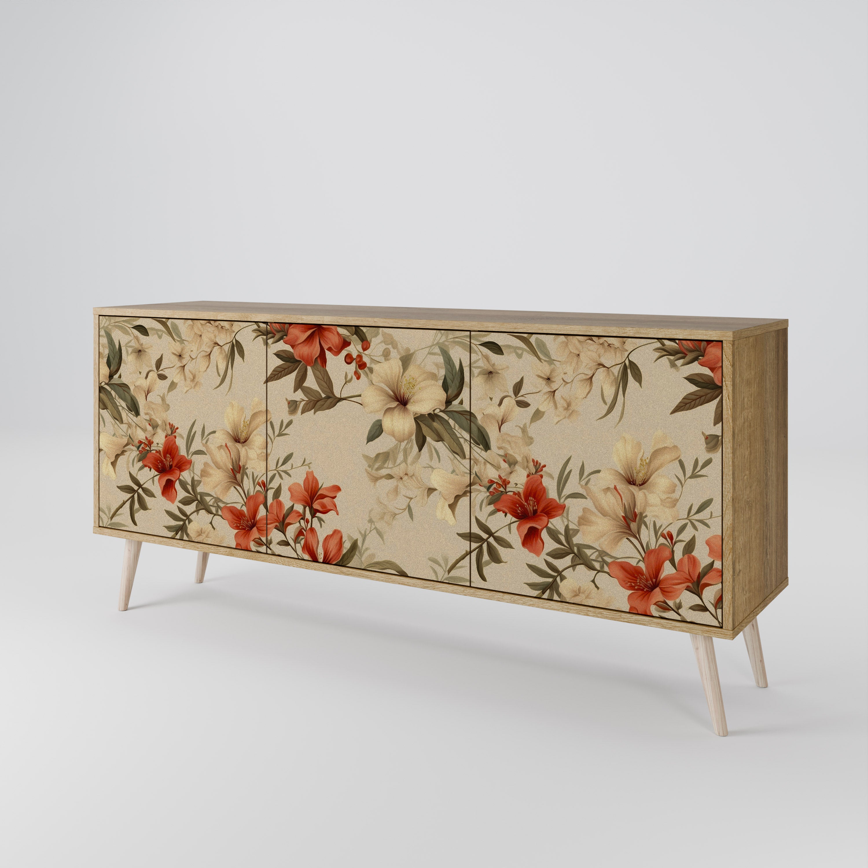 BLOOMING HARMONY 3-Door Sideboard in Oak Effect