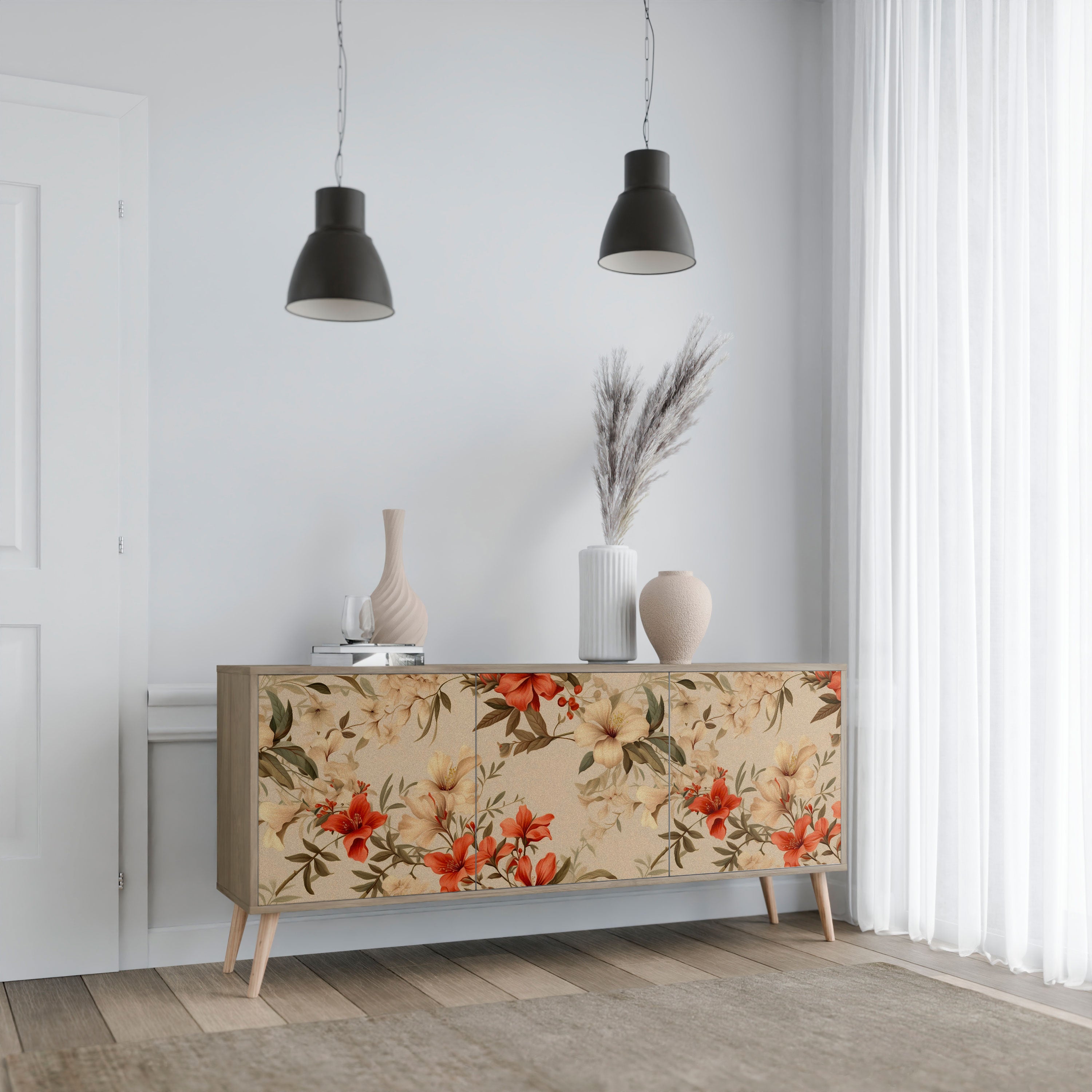 BLOOMING HARMONY 3-Door Sideboard in Oak Effect