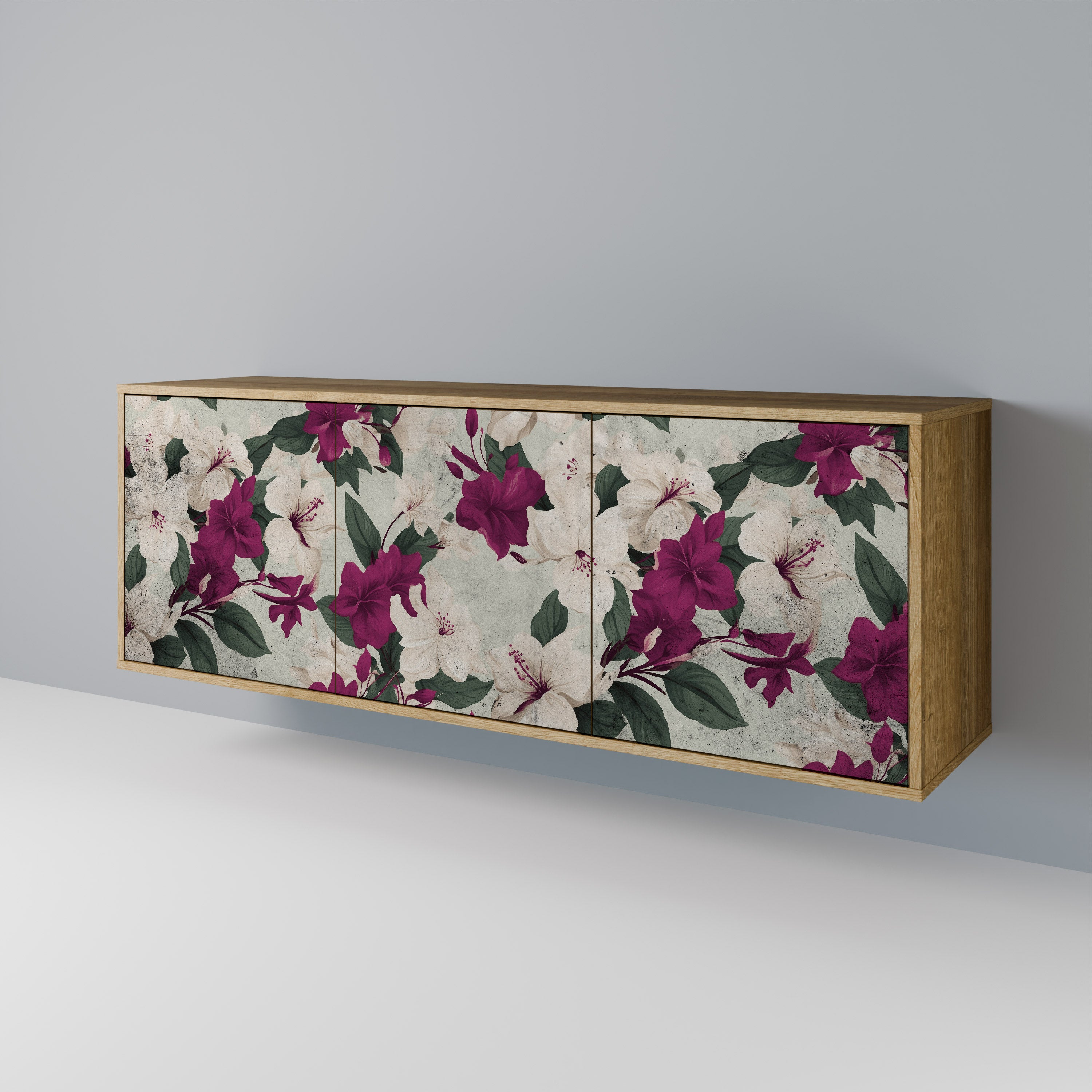 FLOWERET DREAM 3-Door Sideboard in Oak Effect