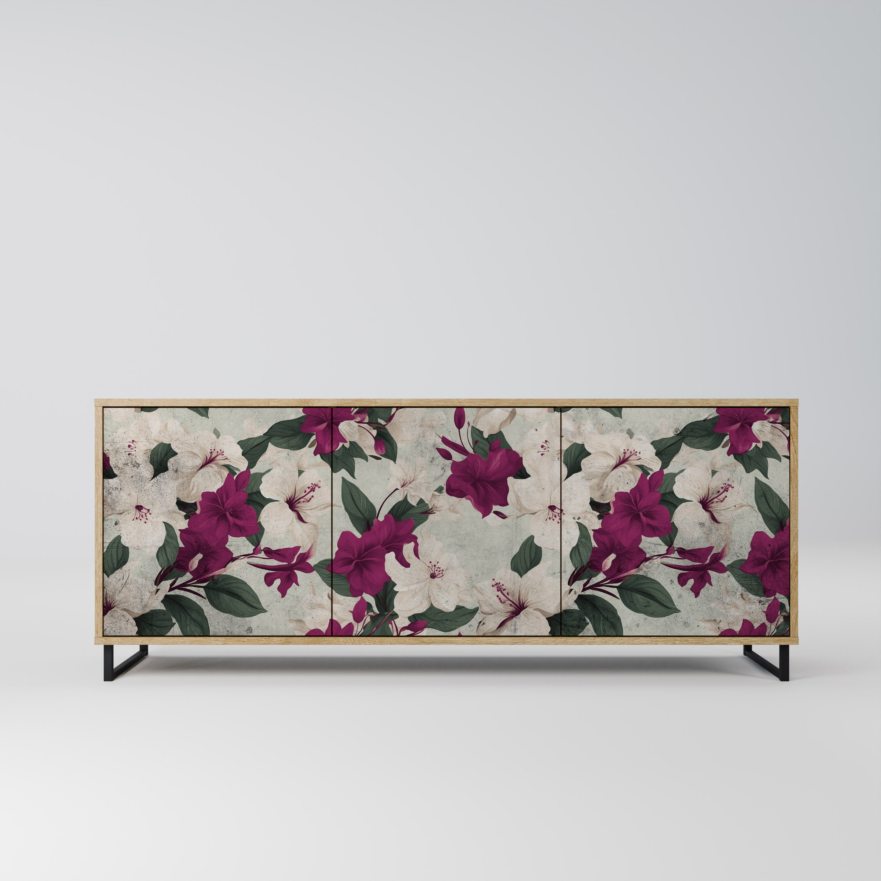 FLOWERET DREAM 3-Door Sideboard in Oak Effect