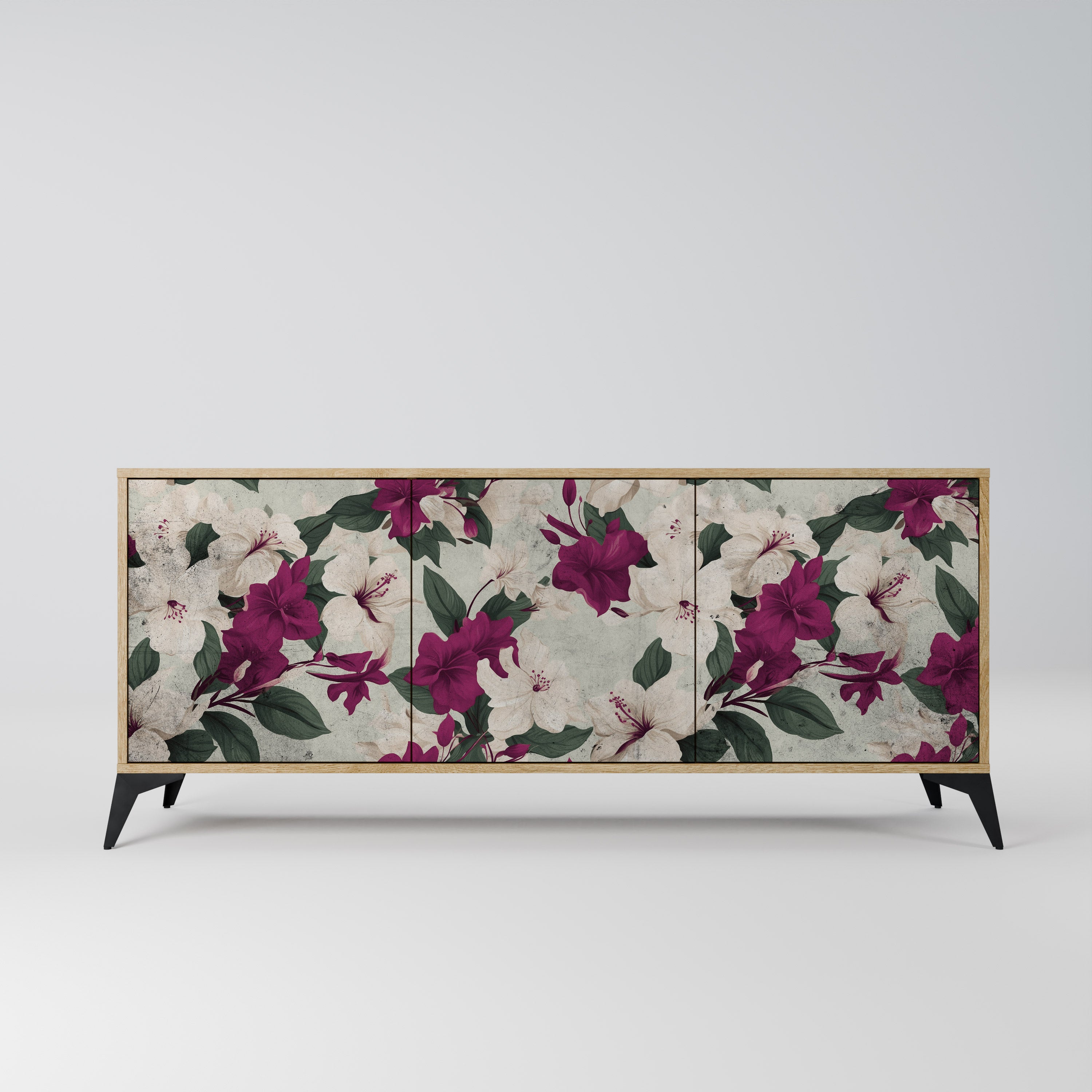FLOWERET DREAM 3-Door Sideboard in Oak Effect