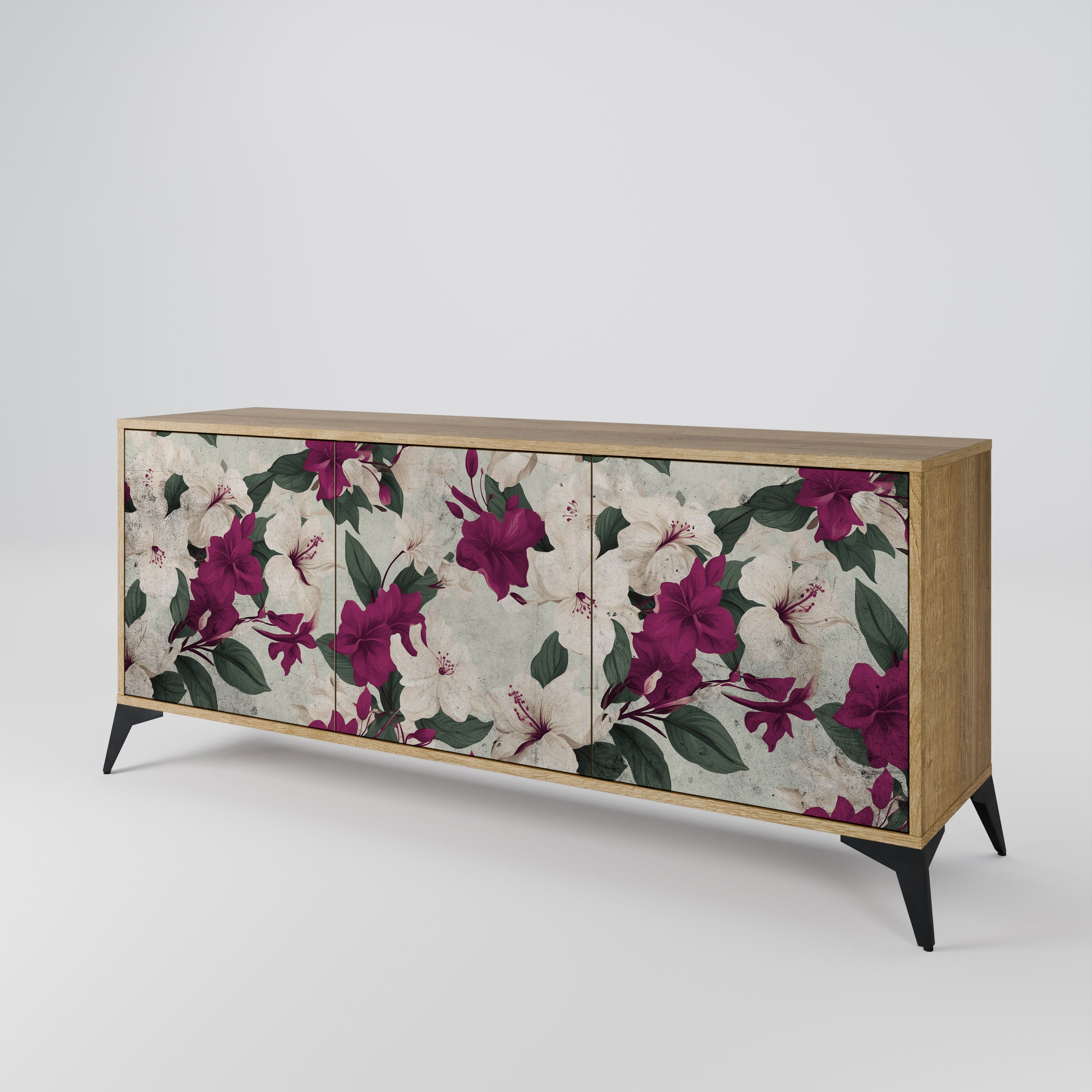 FLOWERET DREAM 3-Door Sideboard in Oak Effect