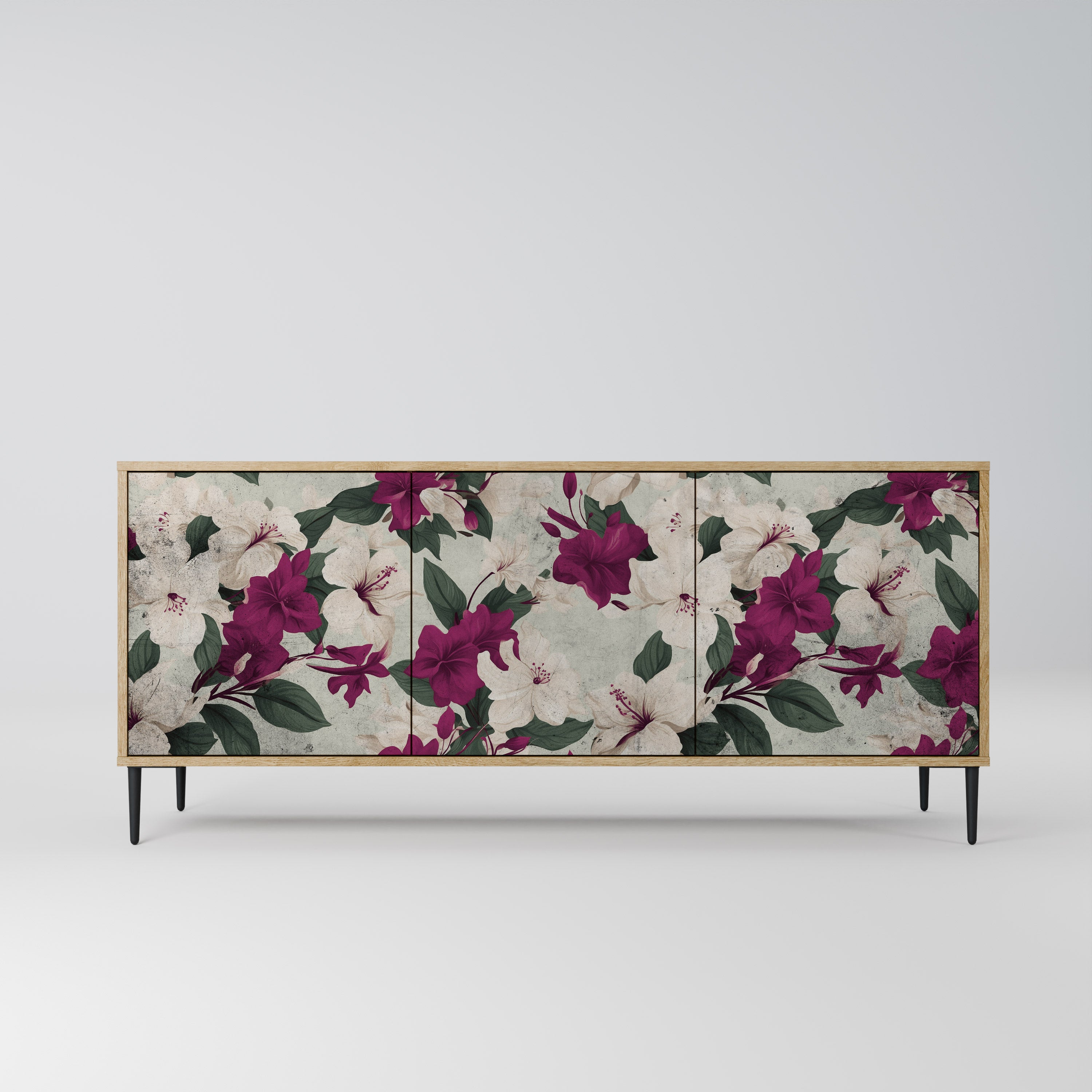 FLOWERET DREAM 3-Door Sideboard in Oak Effect
