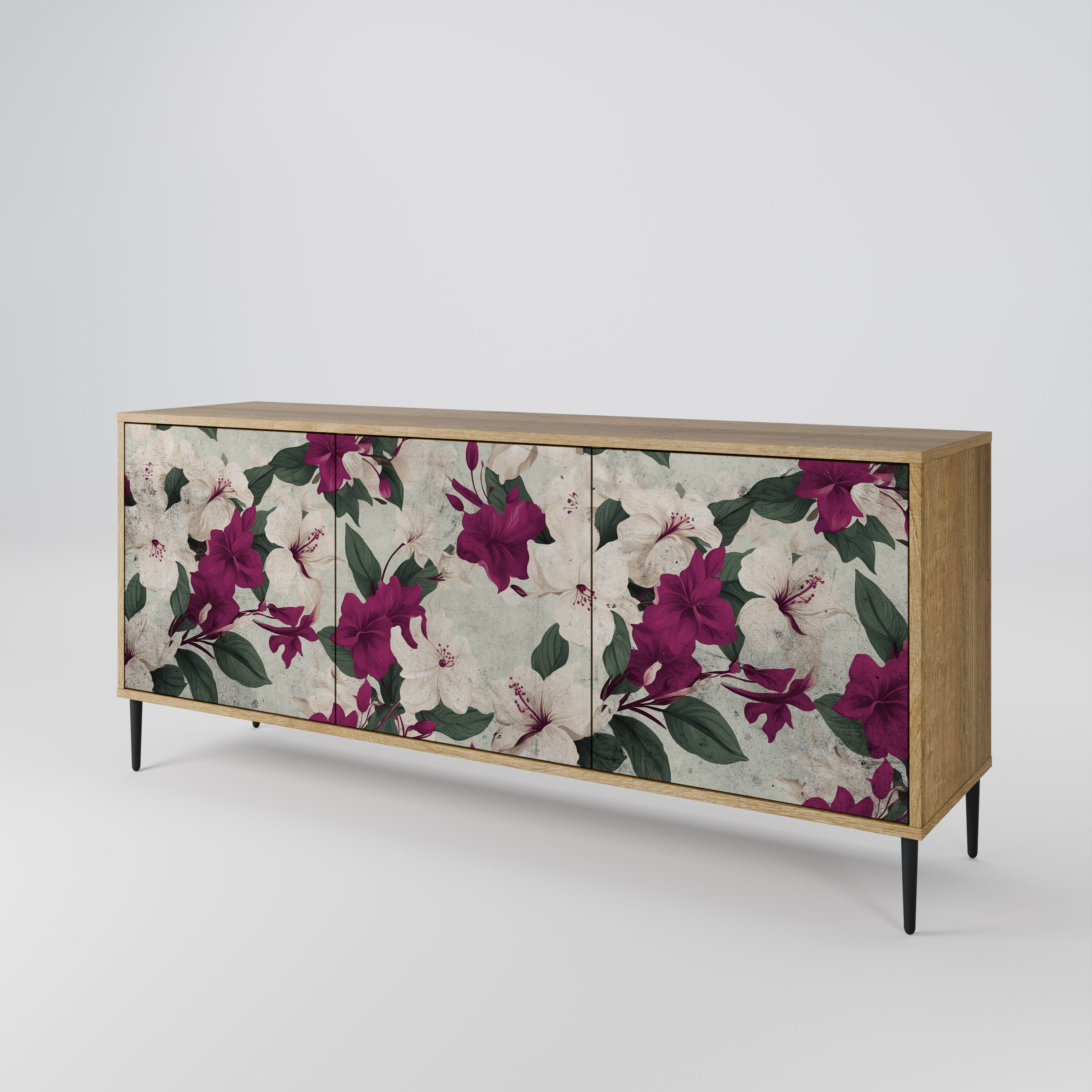 FLOWERET DREAM 3-Door Sideboard in Oak Effect