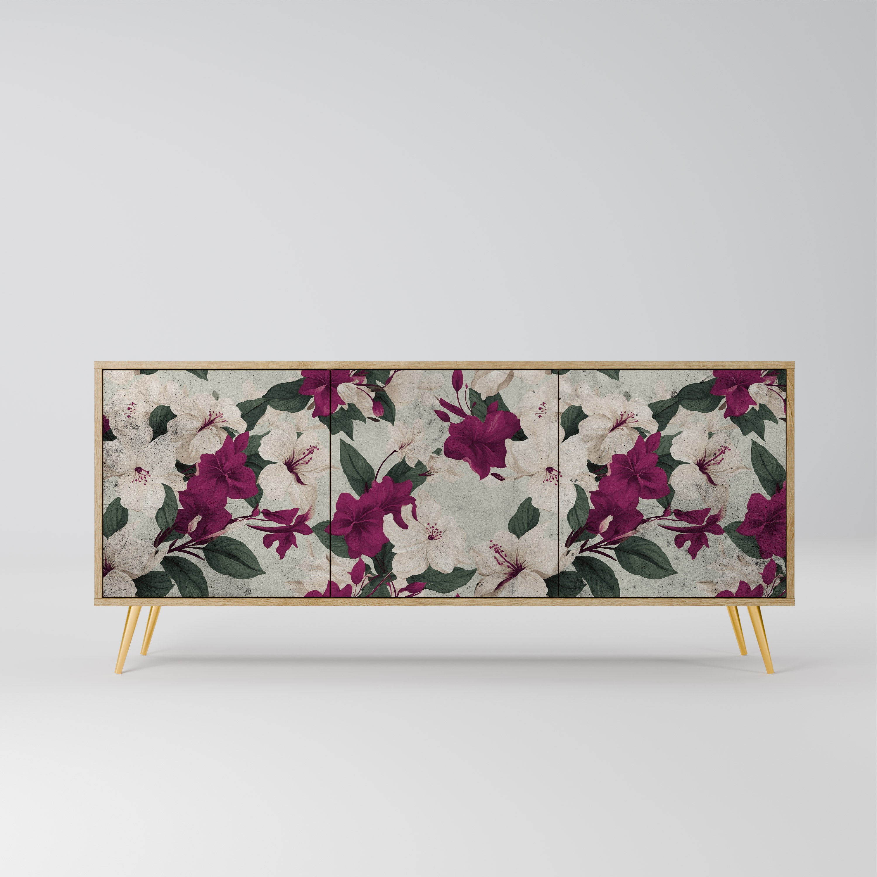 FLOWERET DREAM 3-Door Sideboard in Oak Effect