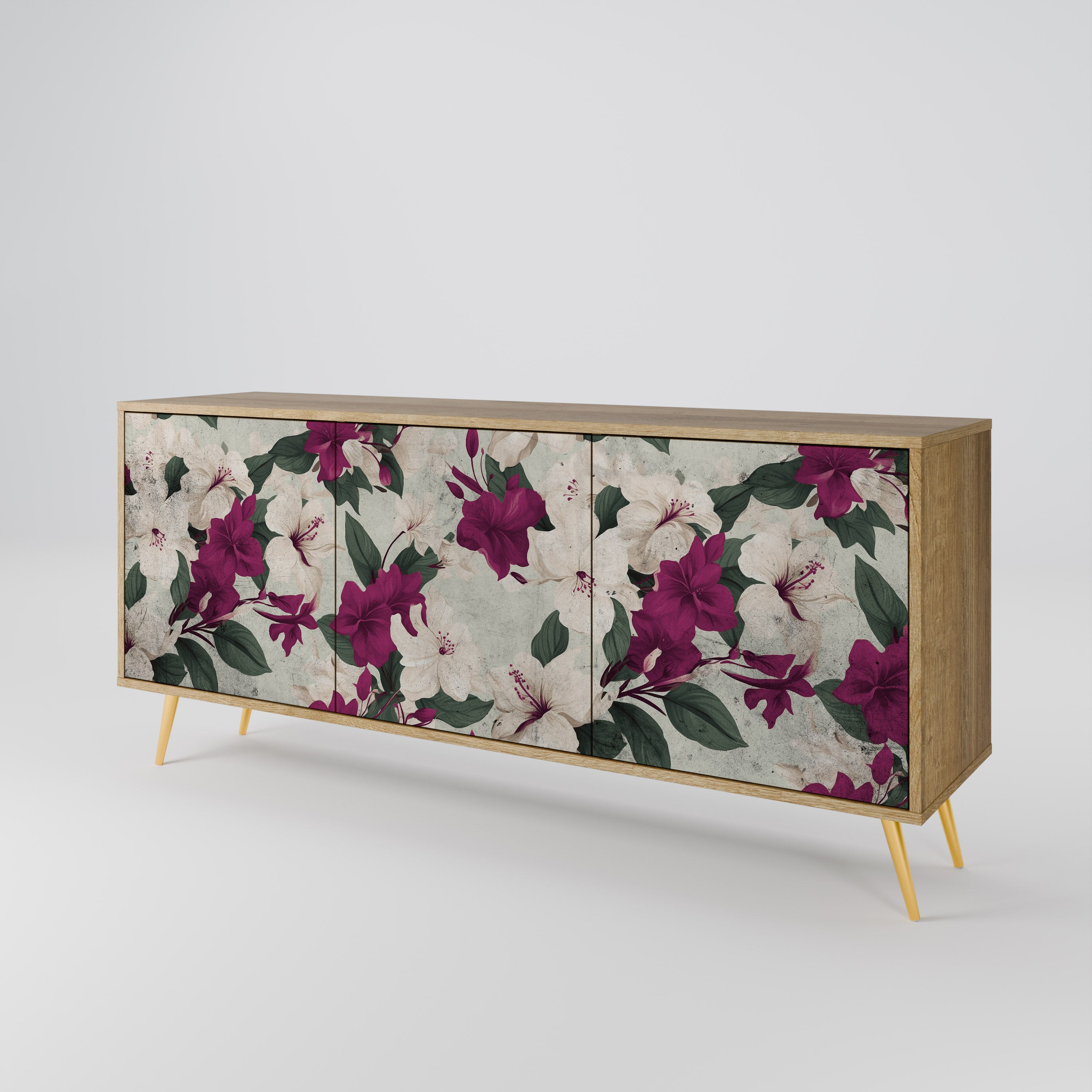 FLOWERET DREAM 3-Door Sideboard in Oak Effect