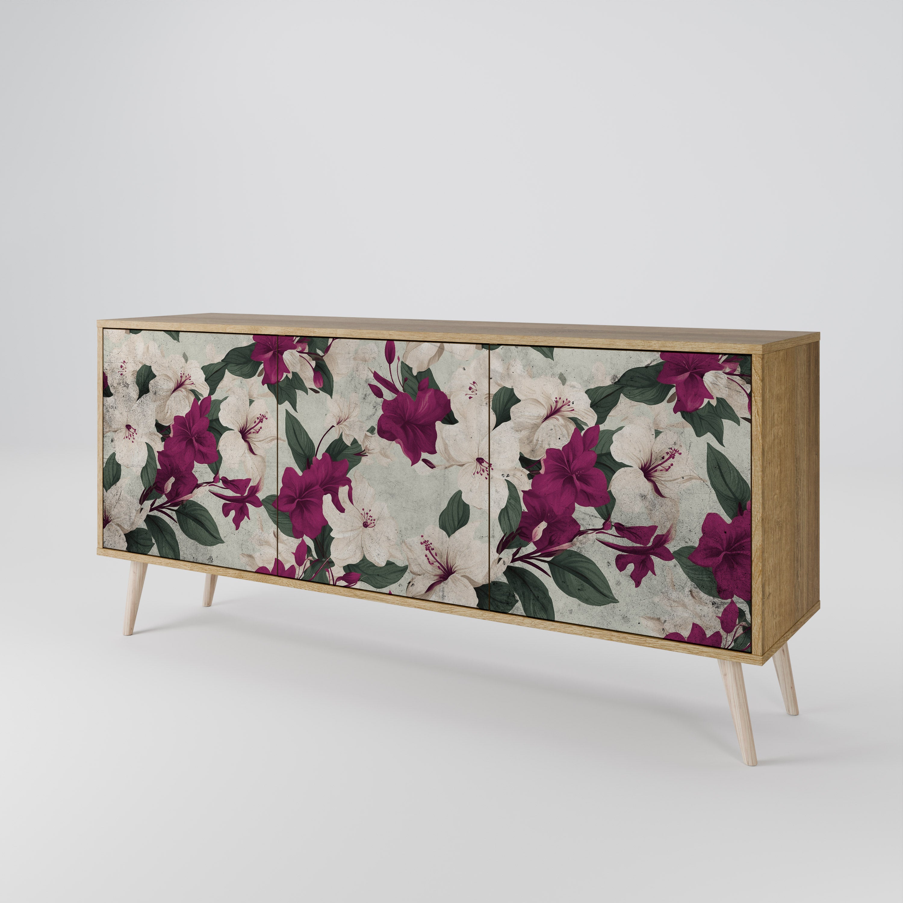 FLOWERET DREAM 3-Door Sideboard in Oak Effect