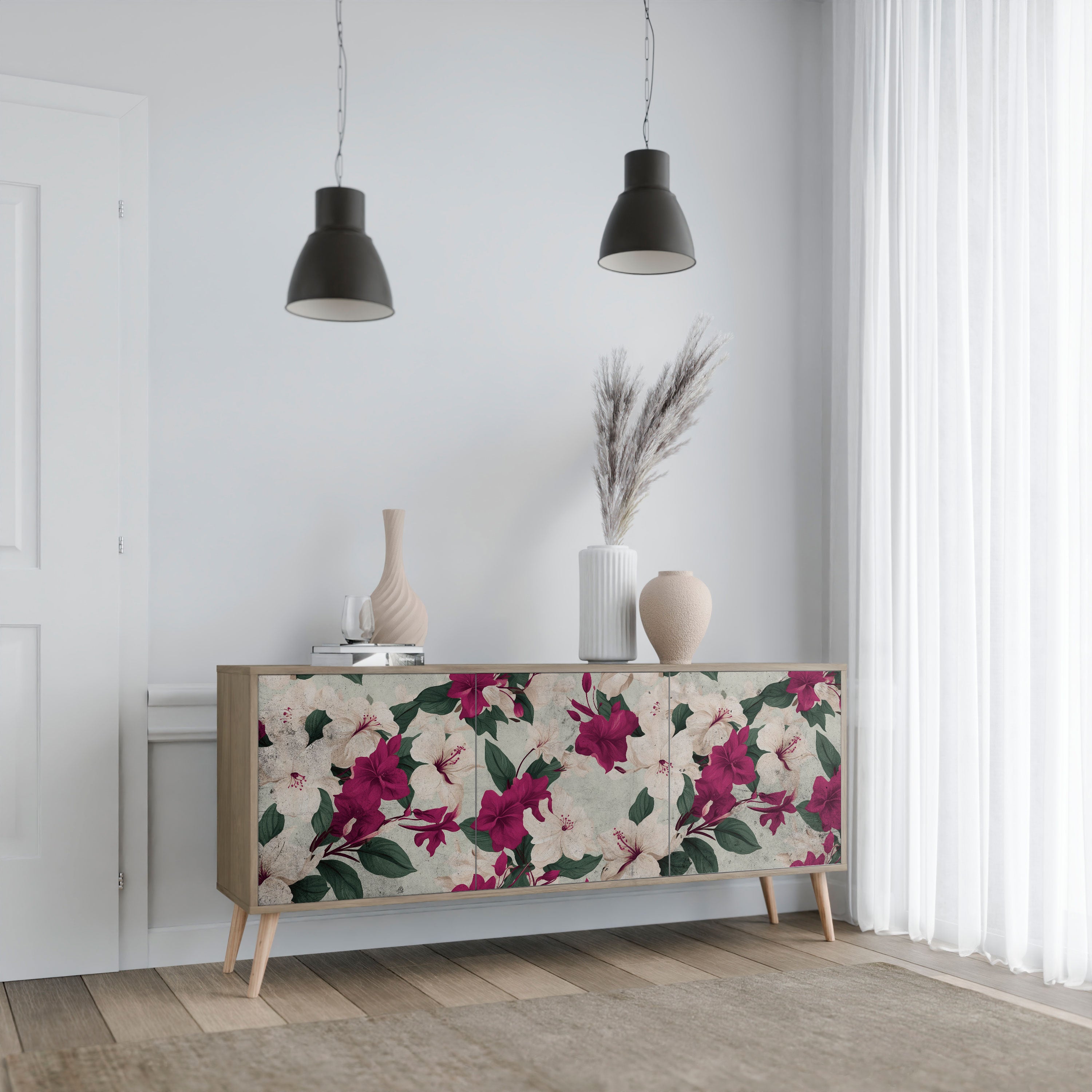 FLOWERET DREAM 3-Door Sideboard in Oak Effect