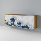 THE GREAT WAVE AT KANAGAWA Aparador de 3 Puertas en Efecto Roble