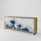 THE GREAT WAVE AT KANAGAWA Aparador de 3 Puertas en Efecto Roble
