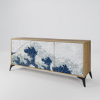 THE GREAT WAVE AT KANAGAWA Aparador de 3 Puertas en Efecto Roble
