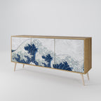 THE GREAT WAVE AT KANAGAWA Aparador de 3 Puertas en Efecto Roble