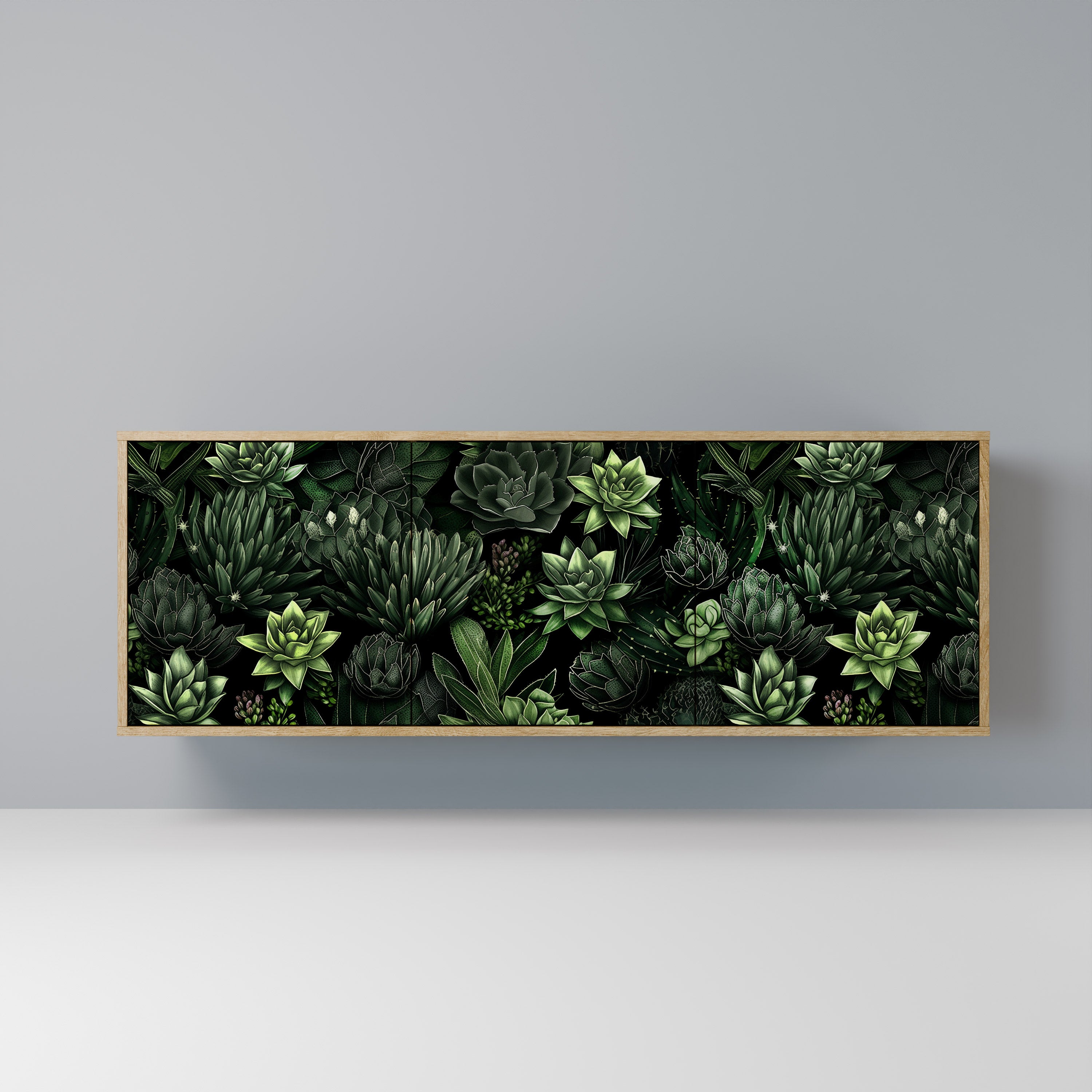 SUCCULENT JUNGLE 3-Door Sideboard in Oak Effect