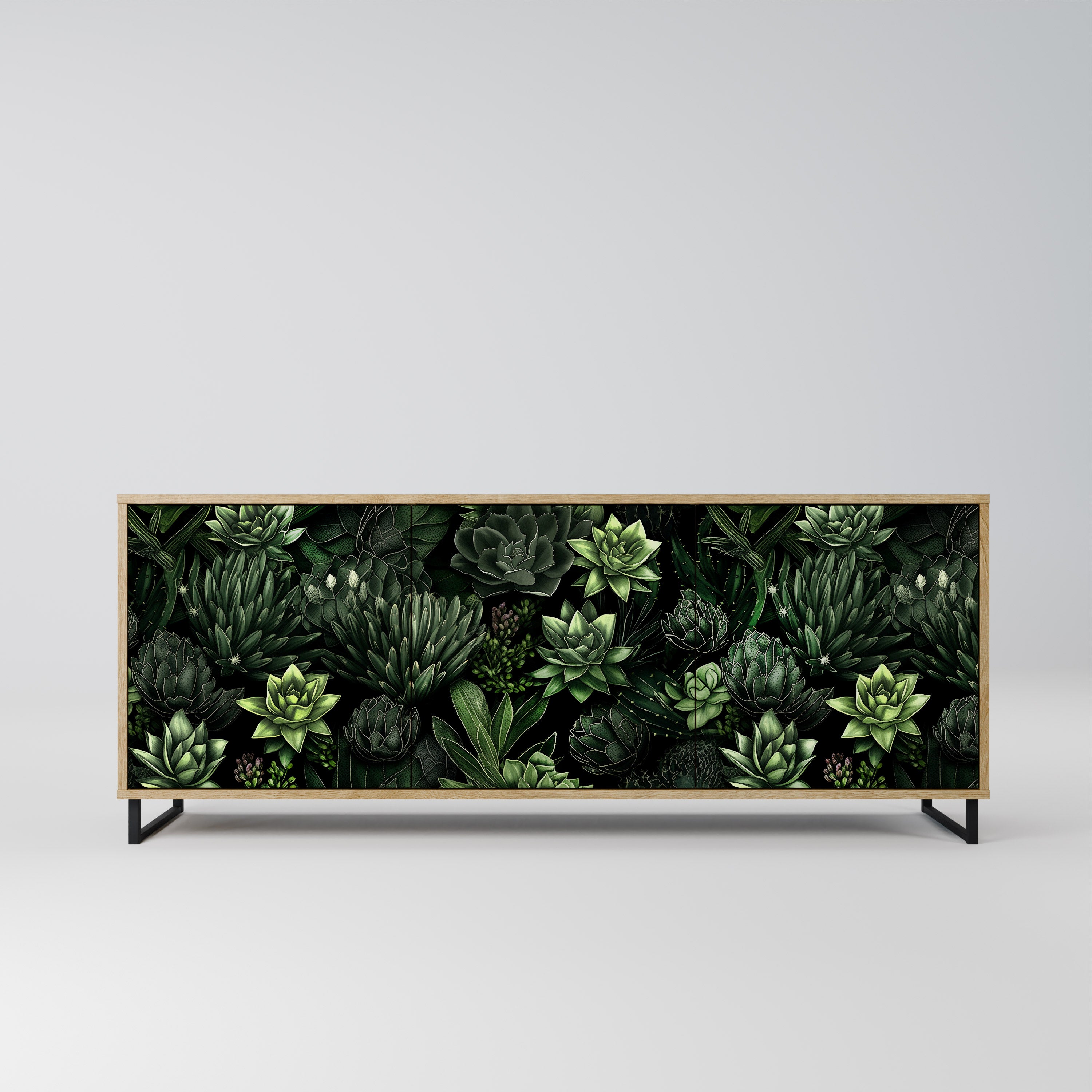 SUCCULENT JUNGLE 3-Door Sideboard in Oak Effect