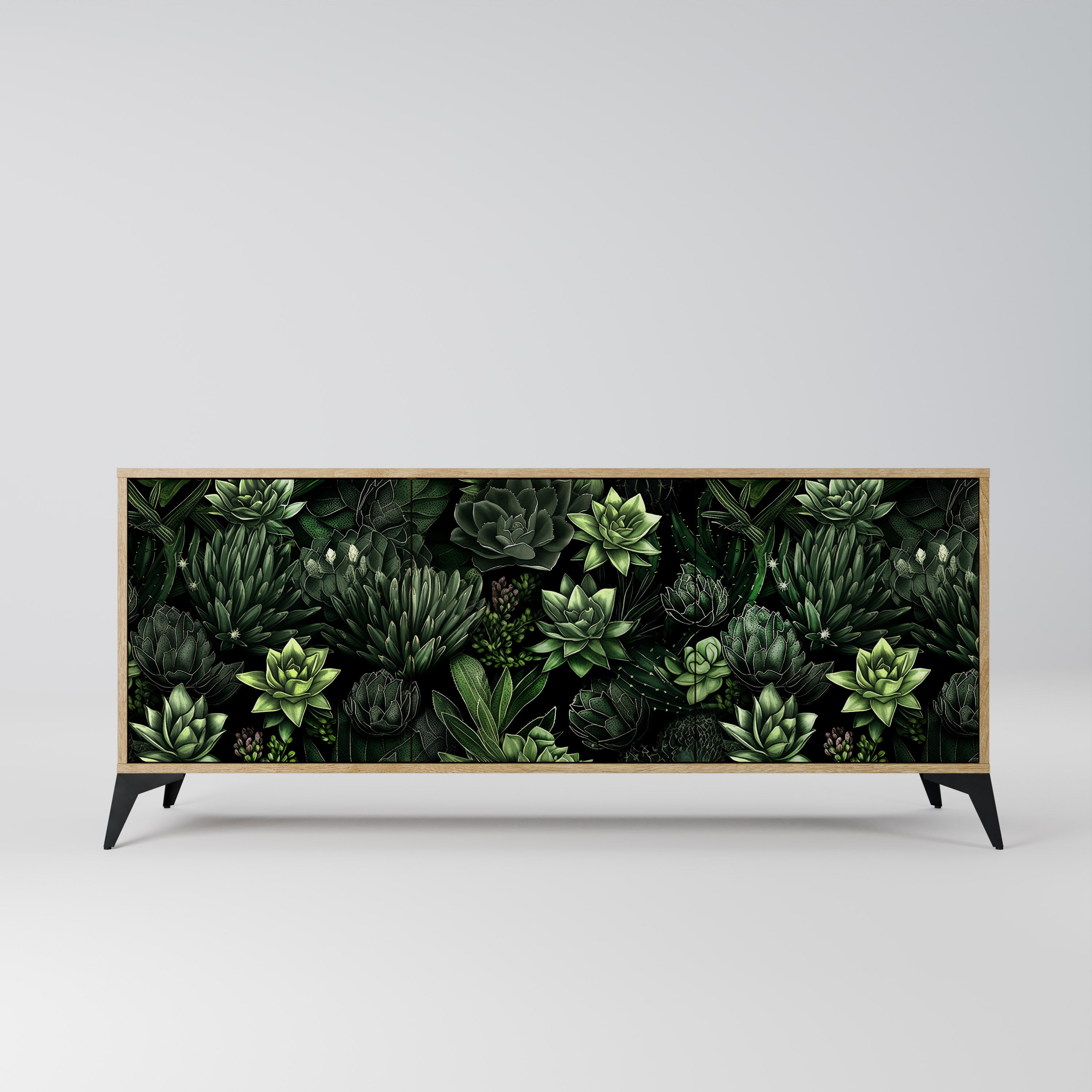 SUCCULENT JUNGLE 3-Door Sideboard in Oak Effect