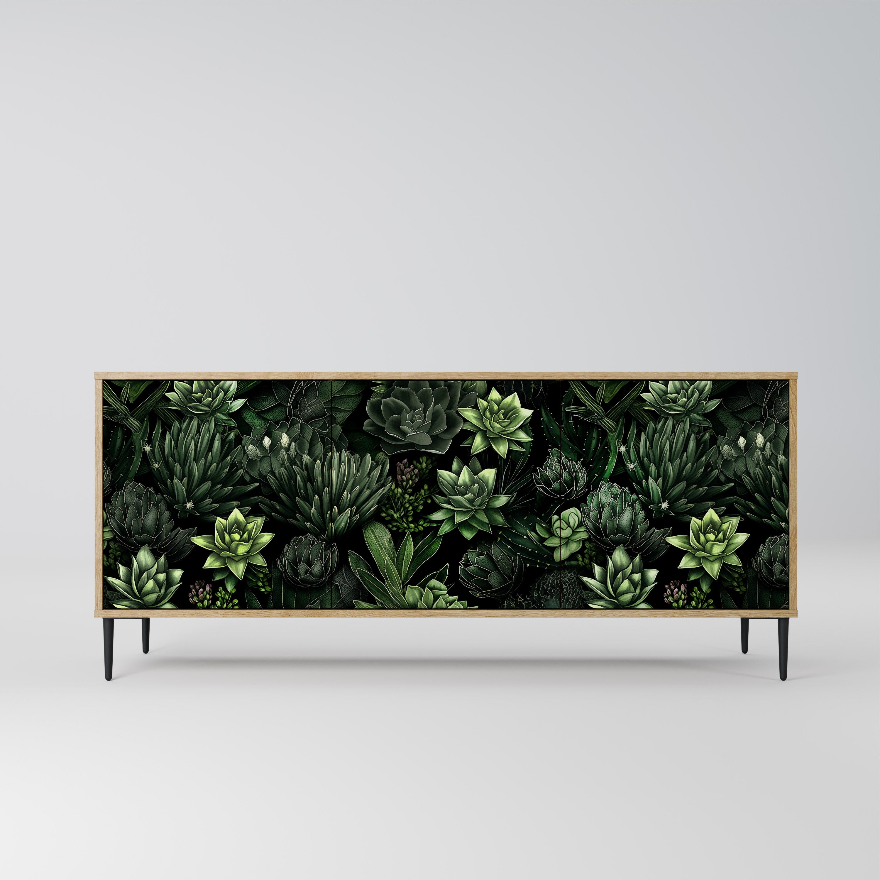SUCCULENT JUNGLE 3-Door Sideboard in Oak Effect