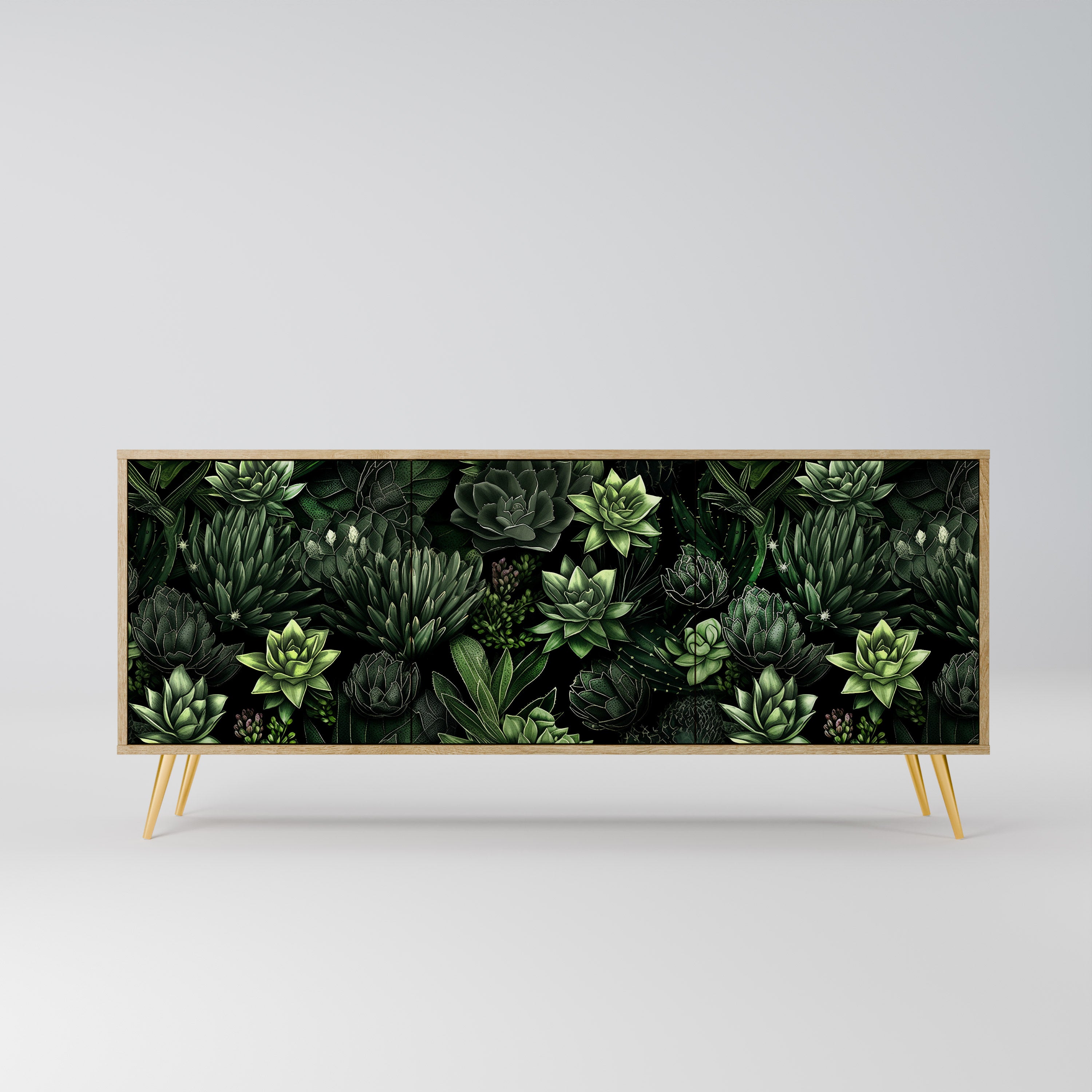 SUCCULENT JUNGLE 3-Door Sideboard in Oak Effect