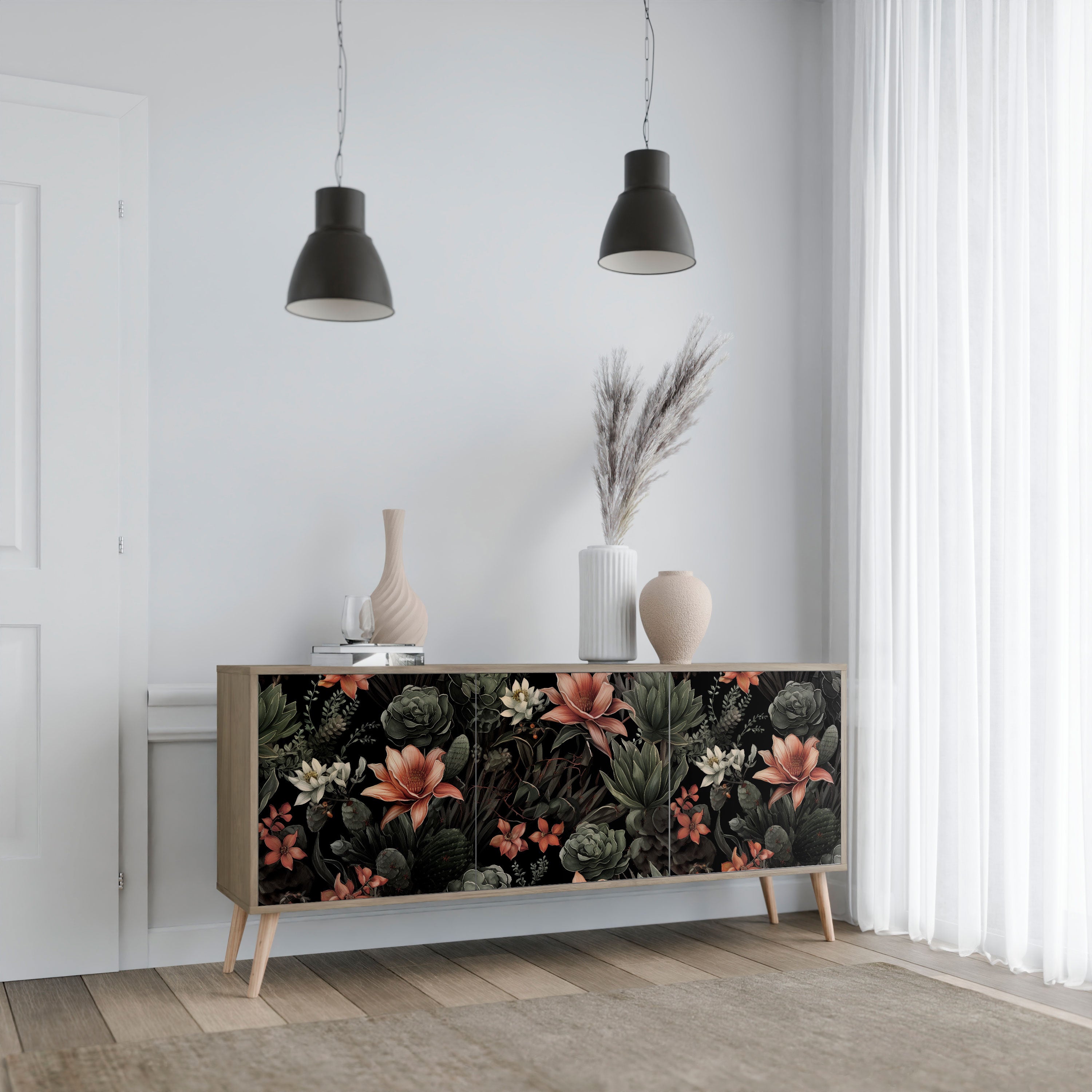 SECRET VERDURE 3-Door Sideboard in Oak Effect