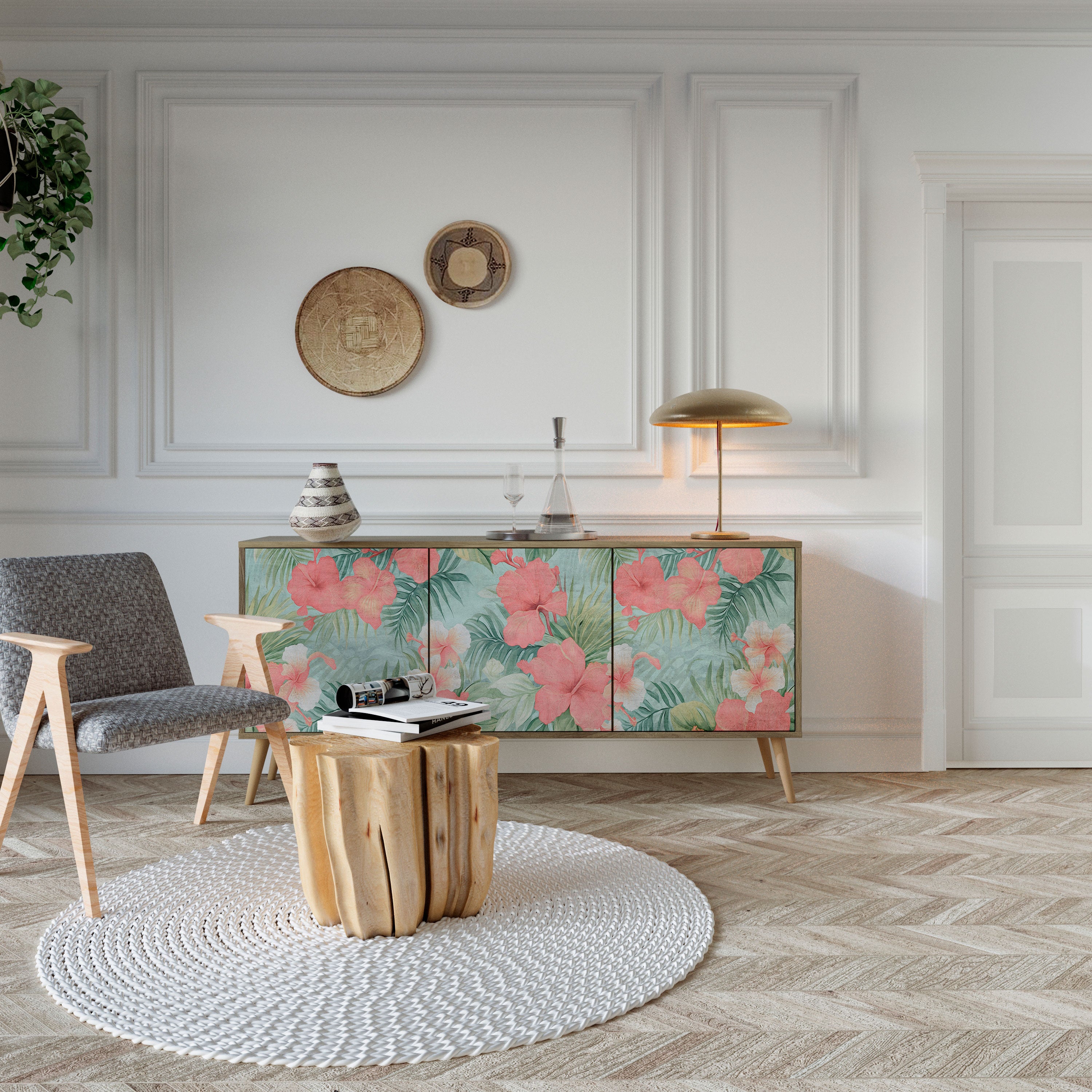 HAWAIIAN SPIRIT 3-Door Sideboard in Oak Effect