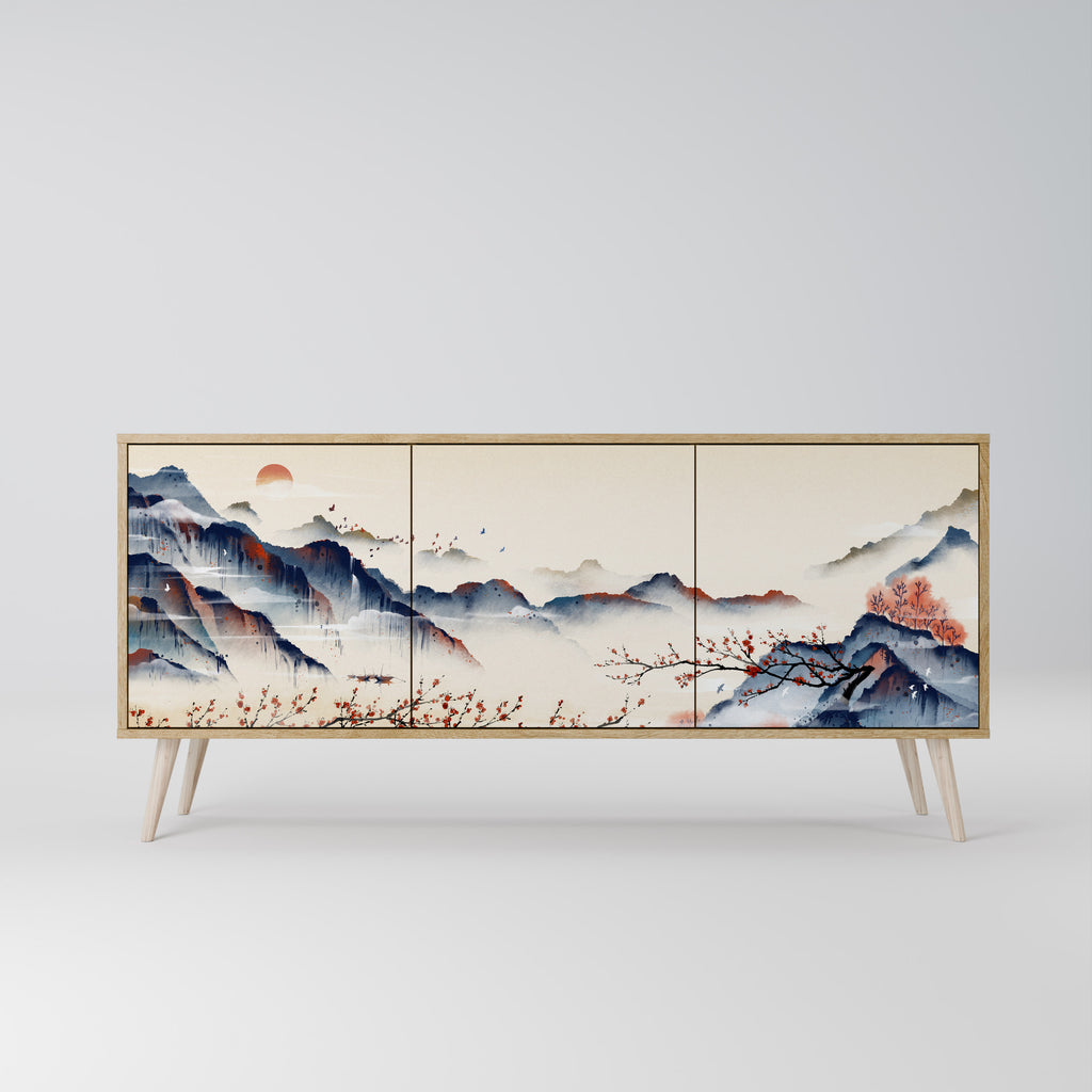 JAPANESE LANDSCAPE 3-Door Sideboard in Oak Effect