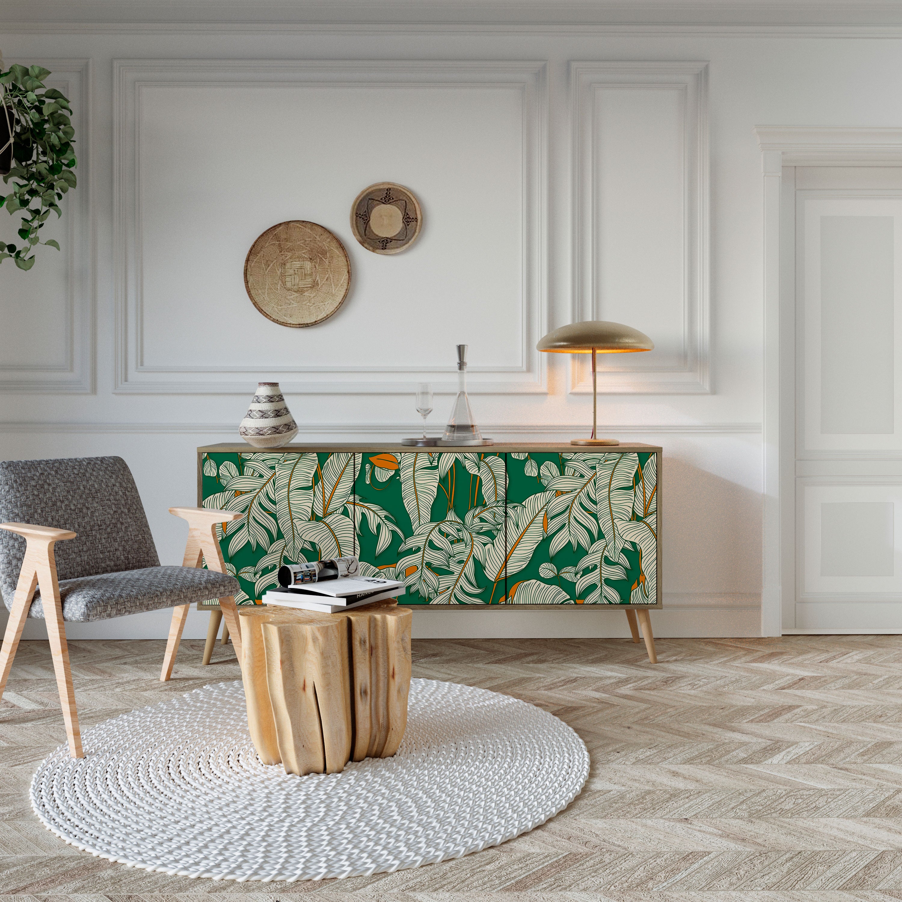 VERDANT PLEASURES 3-Door Sideboard in Oak Effect