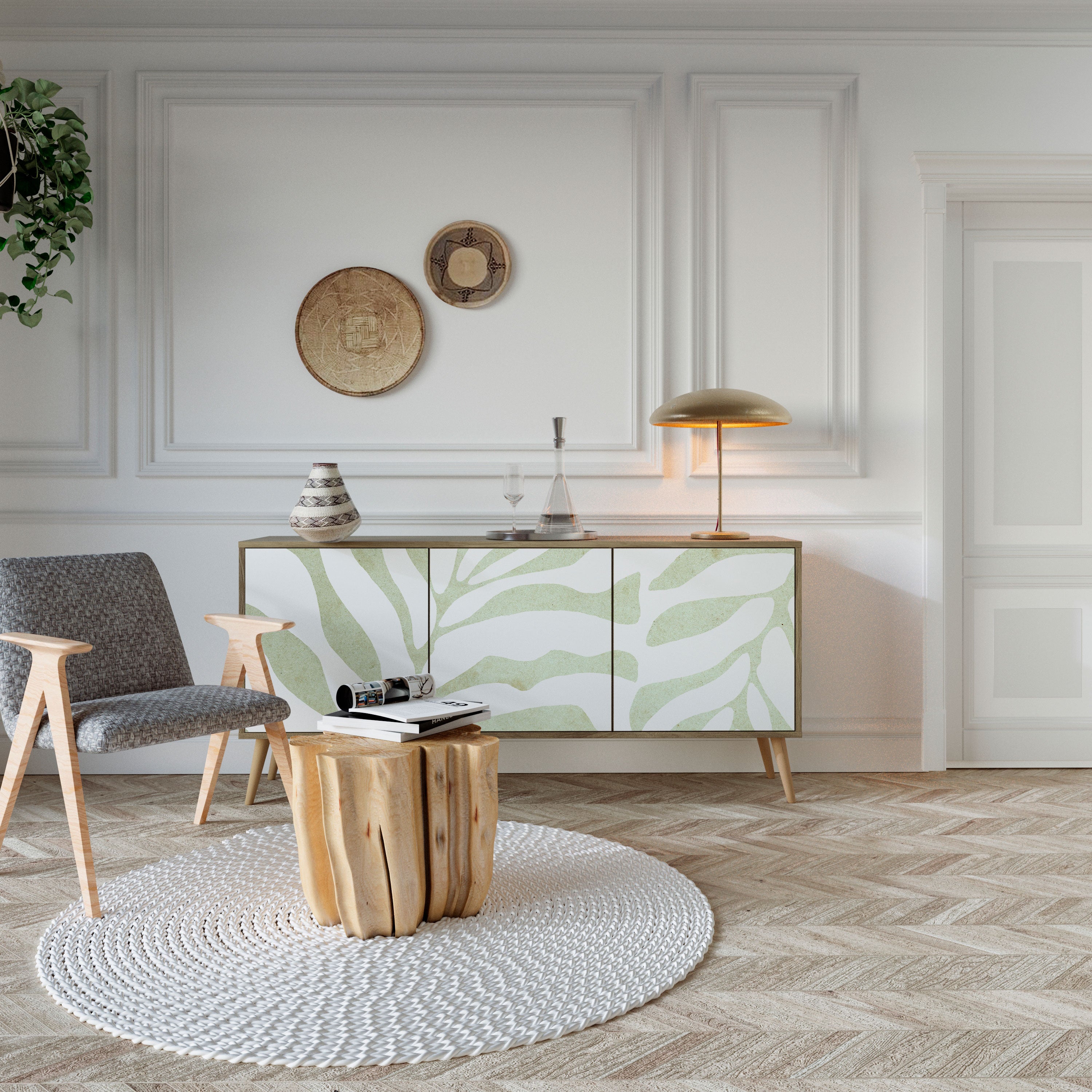 BOTANICAL SPARK 3-Door Sideboard in Oak Effect