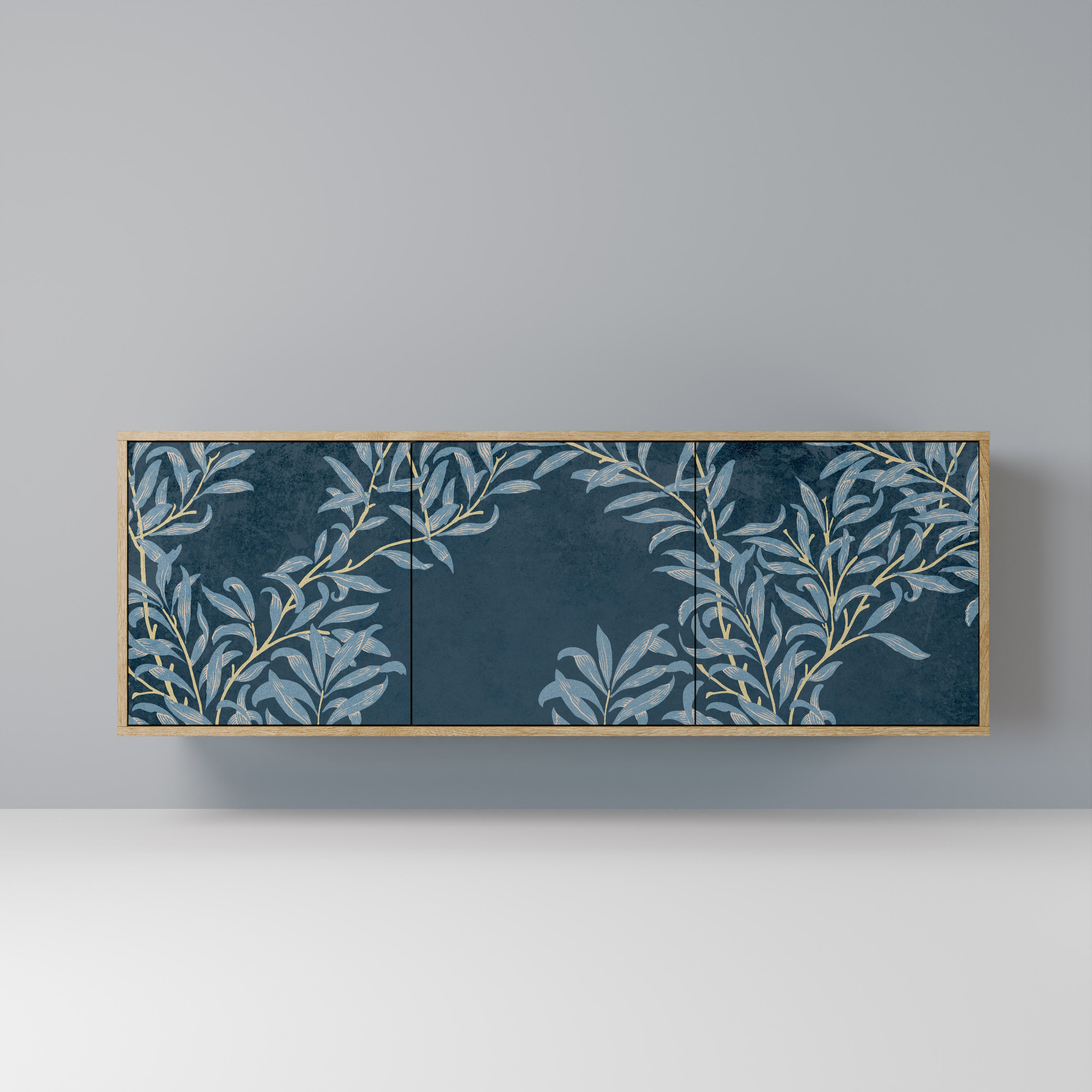 BLUE LEAVES 3-Door Sideboard in Oak Effect
